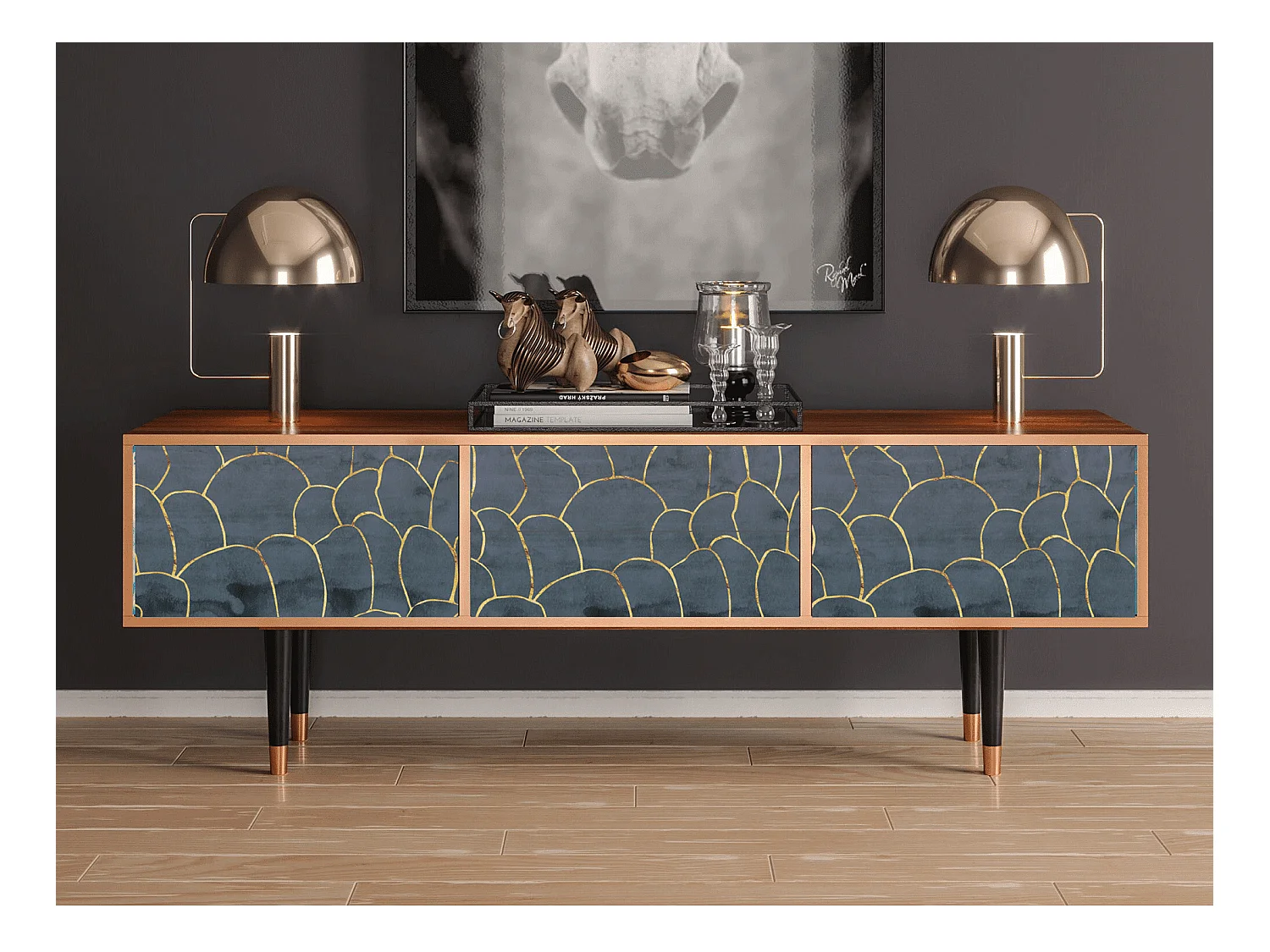 Mobile TV - 170х59х48 cm - T4 - Blue Lagoon, Noce