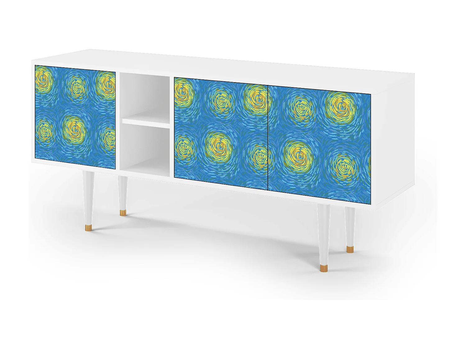 Meuble TV - 150х69х41 cm - T5 - Van Gogh Lights, Blanc