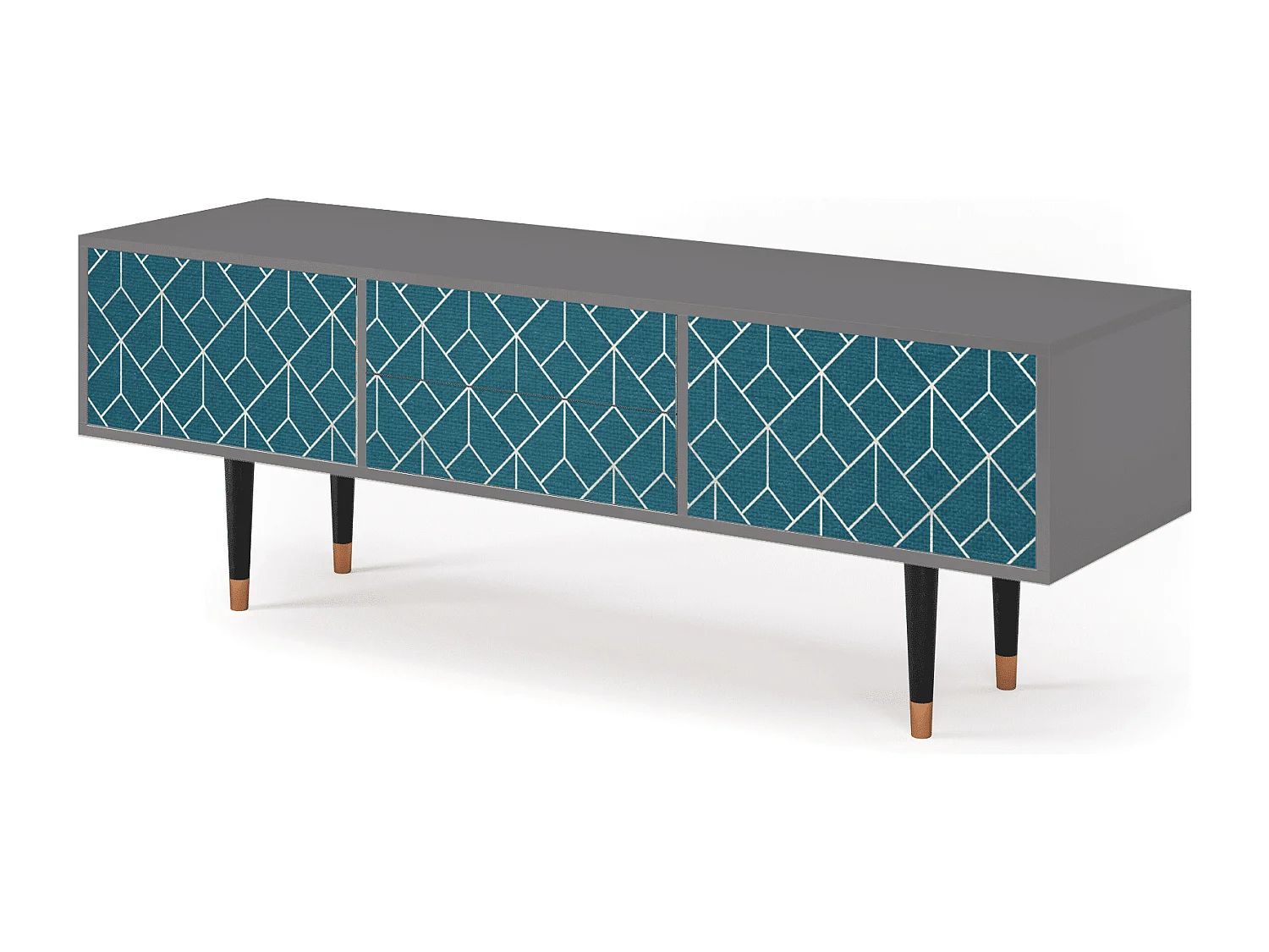 Mueble de TV - 170х59х48 cm - T4 - Turquoise Geometry, Gris