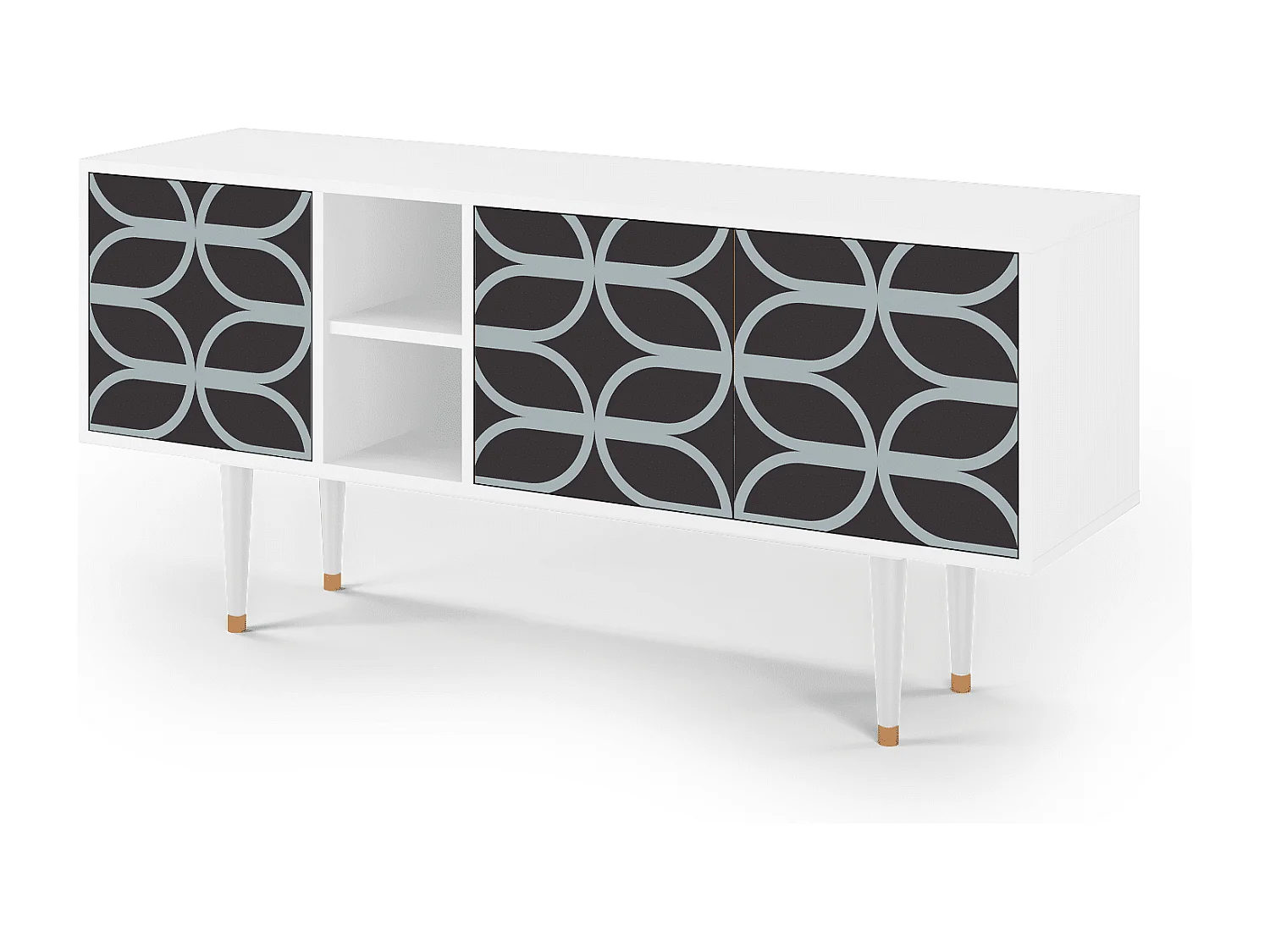 Mueble de TV - 150х69х41 cm - T5 - Braided Blue, Blanco