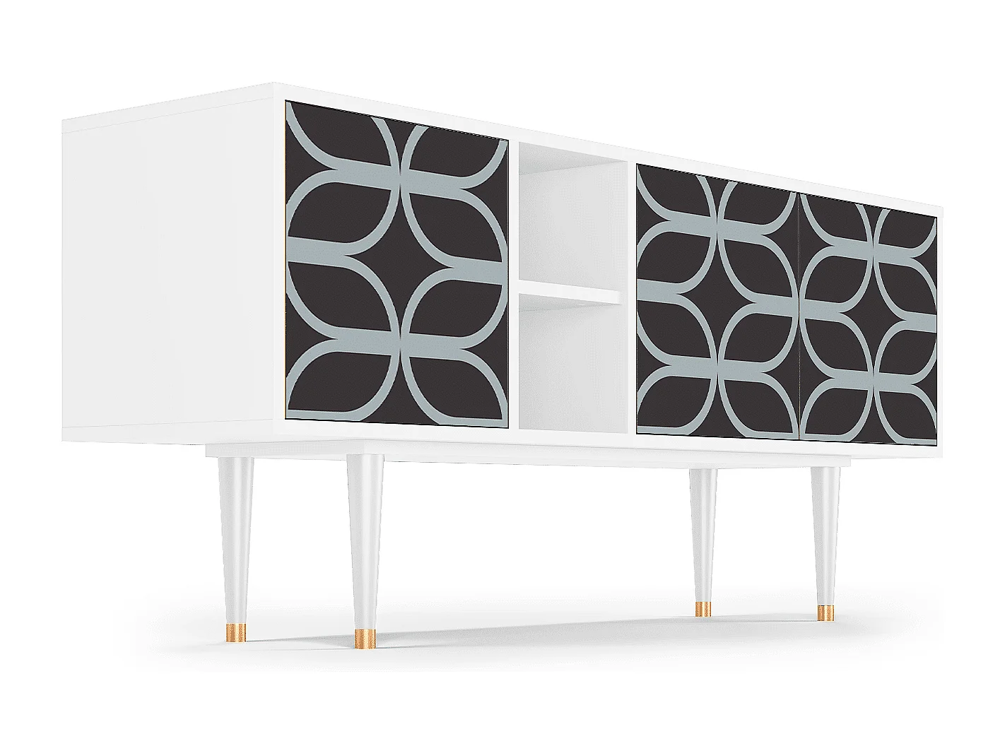 Mueble de TV - 150х69х41 cm - T5 - Braided Blue, Blanco