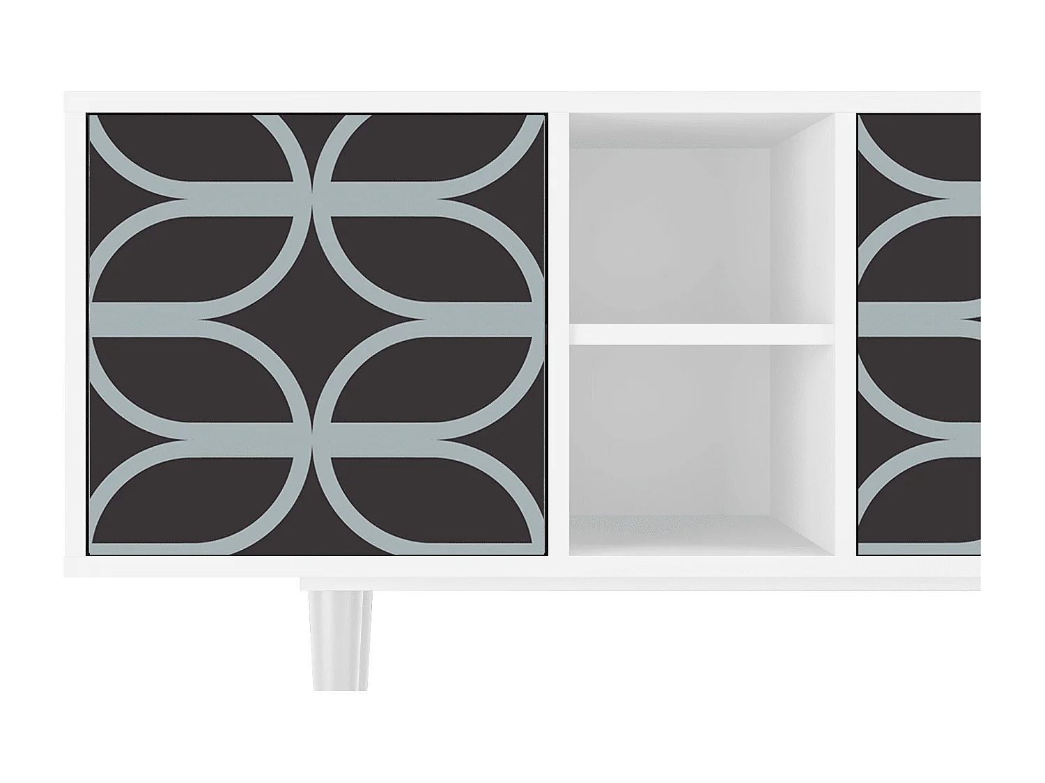 Mueble de TV - 150х69х41 cm - T5 - Braided Blue, Blanco