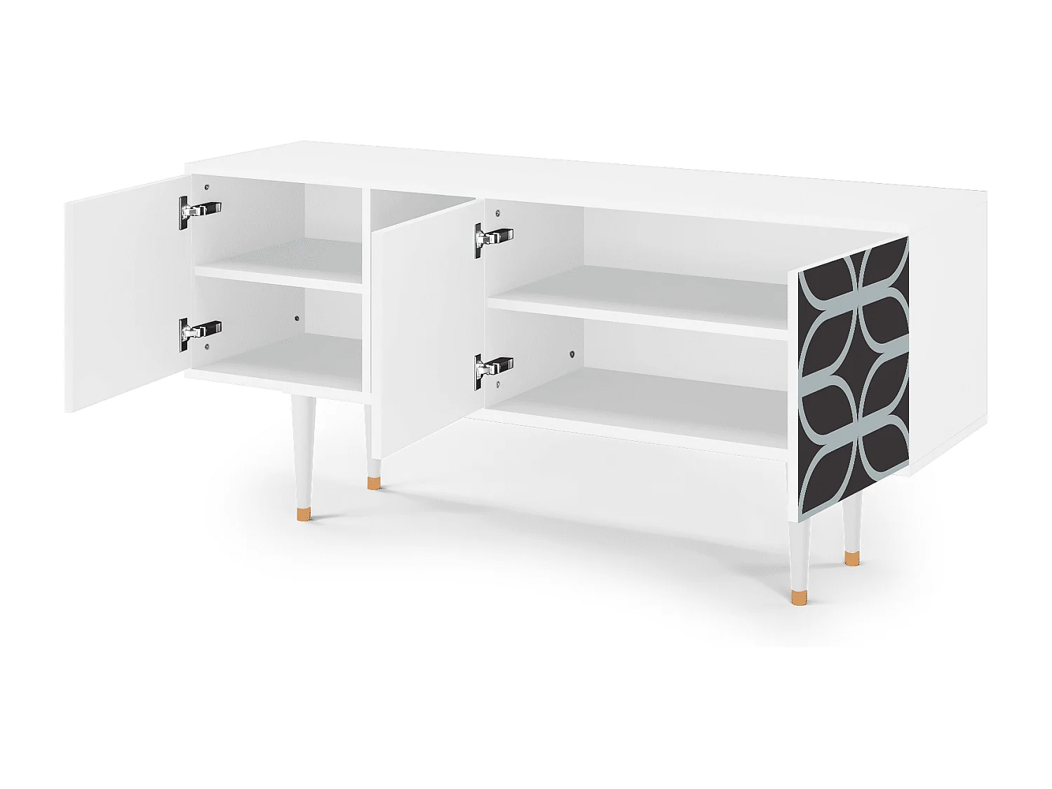 Mueble de TV - 150х69х41 cm - T5 - Braided Blue, Blanco