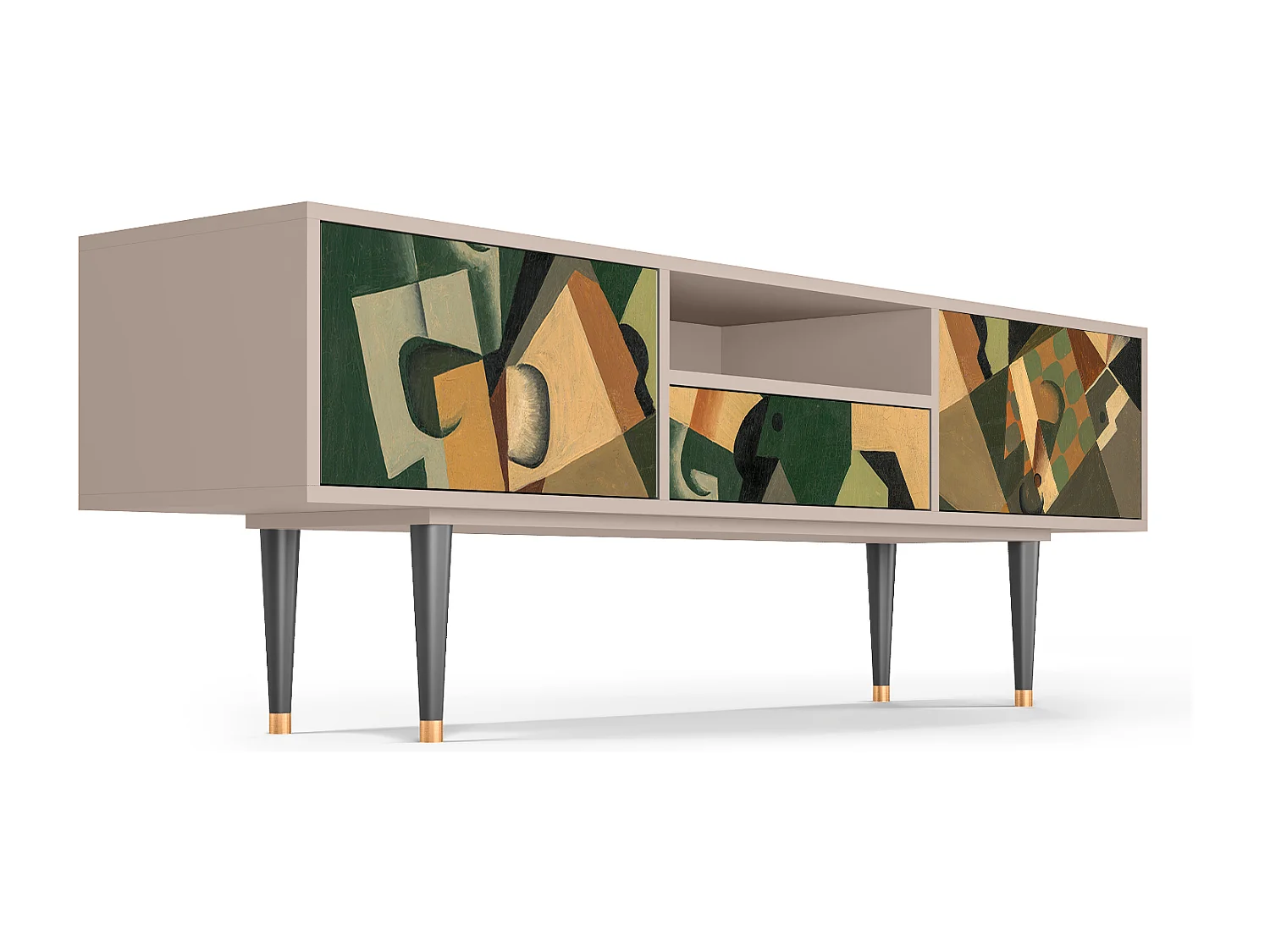 Meuble TV - 170х59х41 cm - T6 - Glass and Checkerboard, Latte