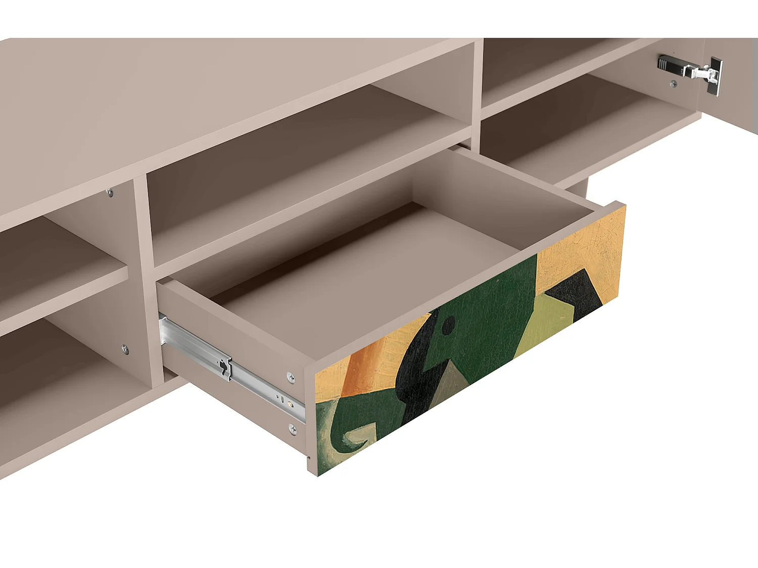 Meuble TV - 170х59х41 cm - T6 - Glass and Checkerboard, Latte