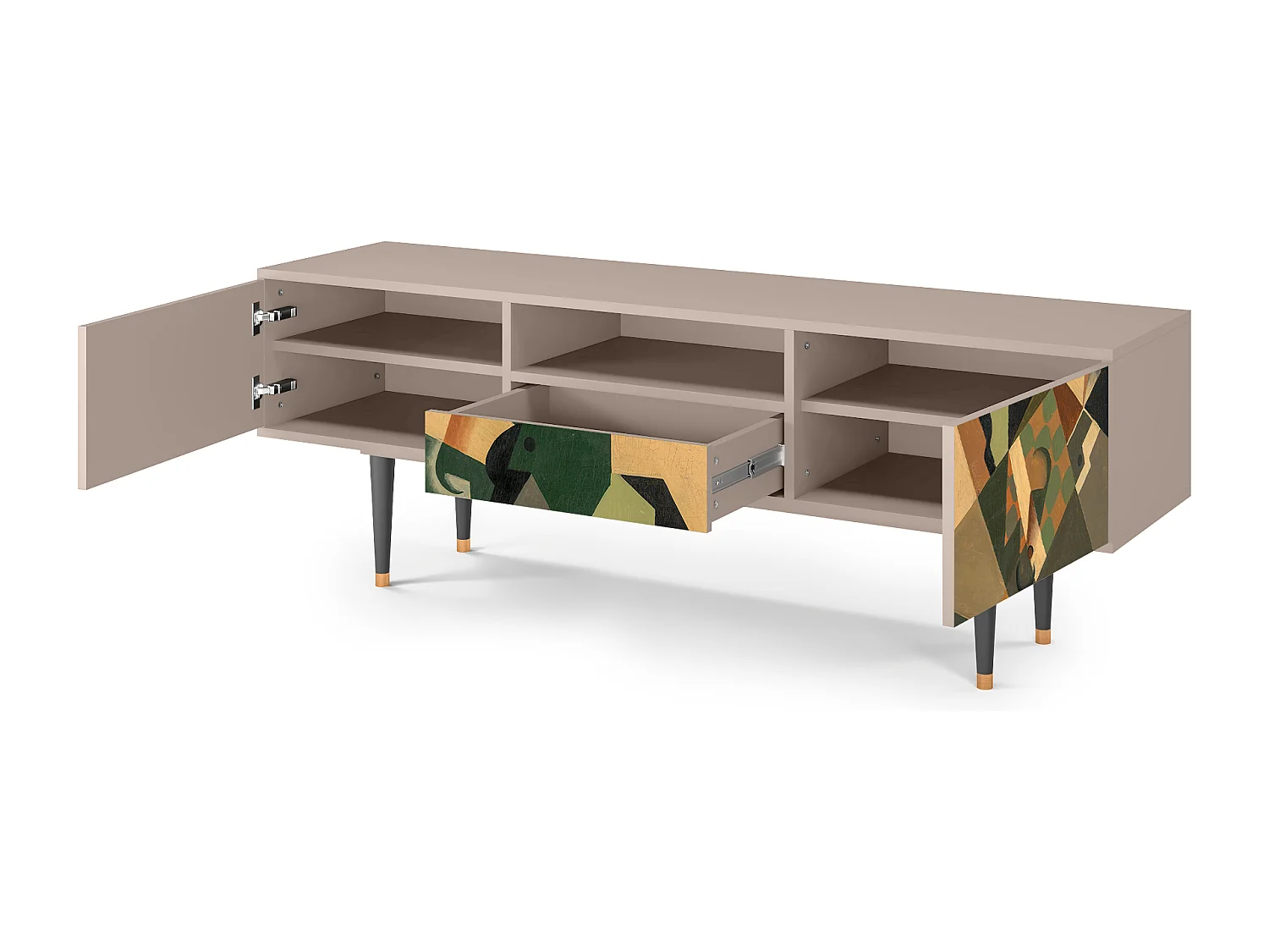 Mobile TV - 170х59х41 cm - T6 - Glass and Checkerboard, Latte