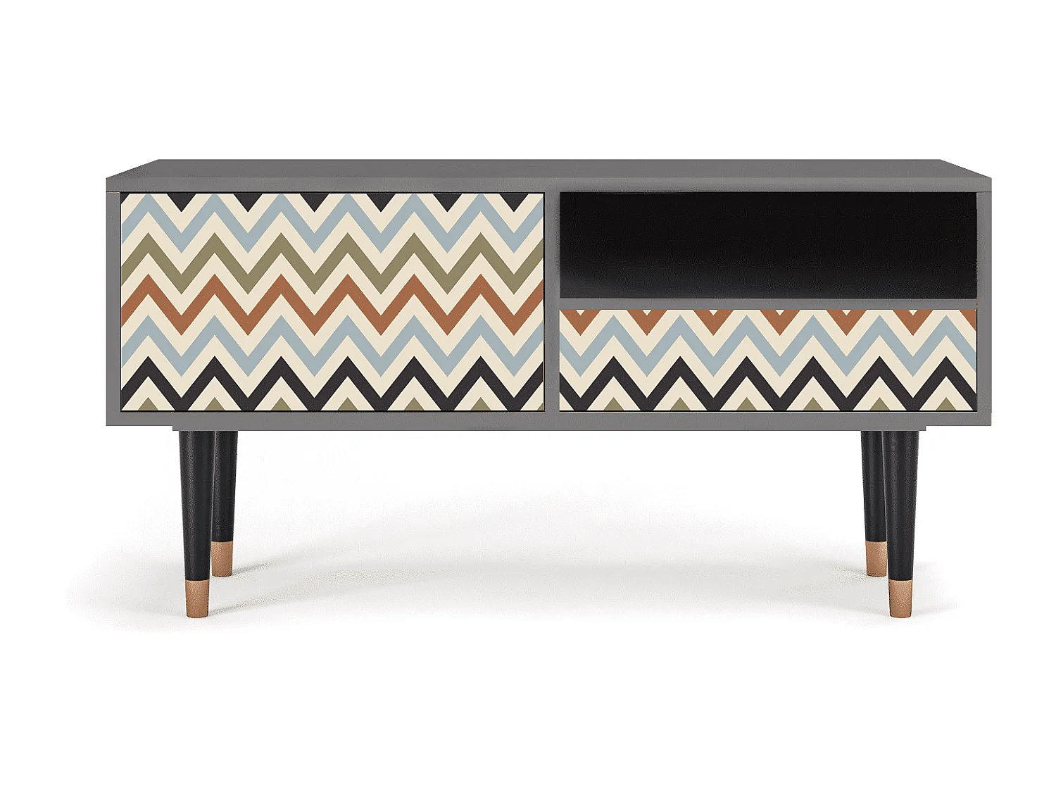 Meuble TV - 115х59х48 cm - T3 - Bright Ripple, Gris