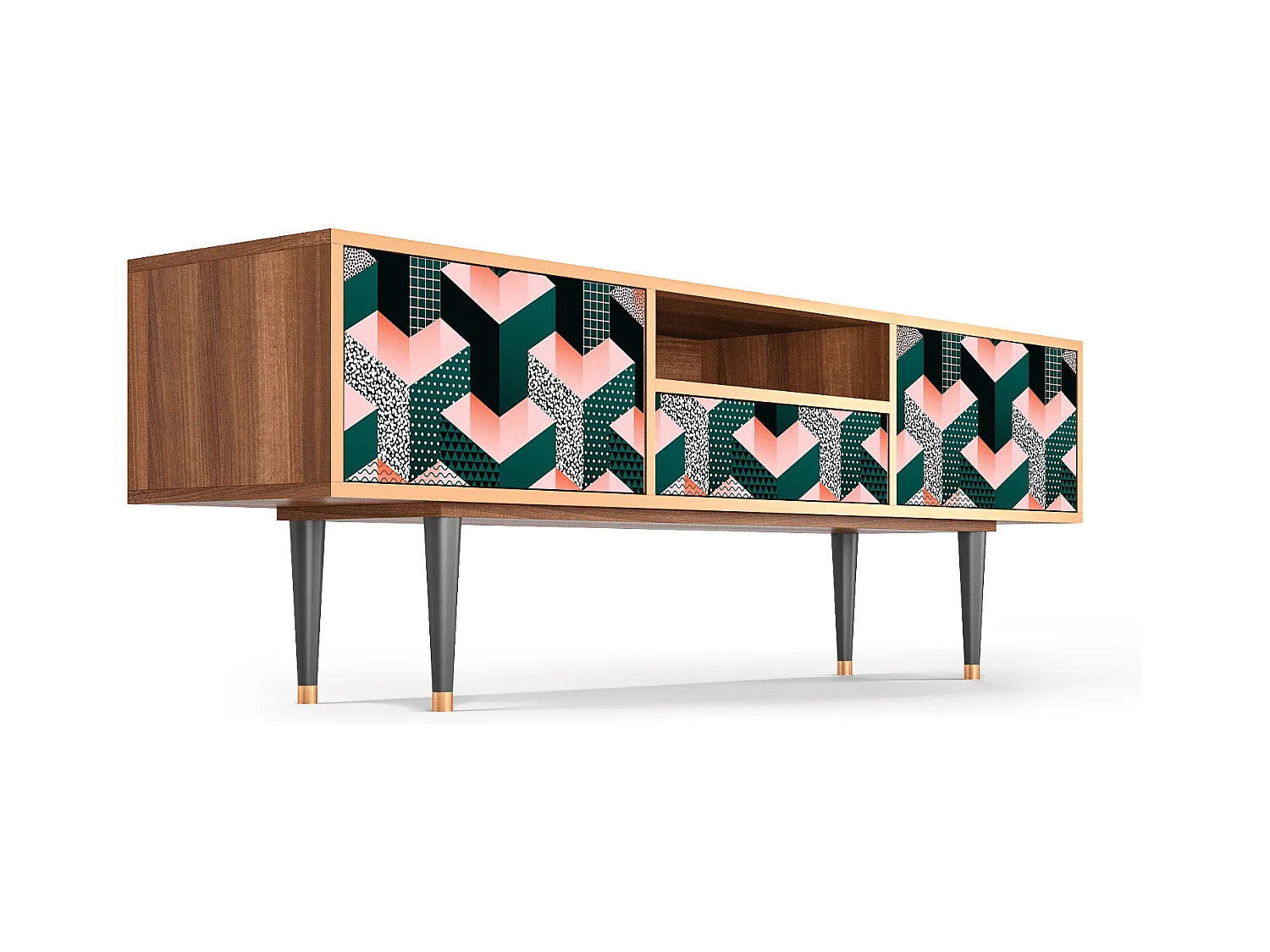 TV-Möbel - 170х59х41 cm - T6 - Geometric Madness, Walnuss