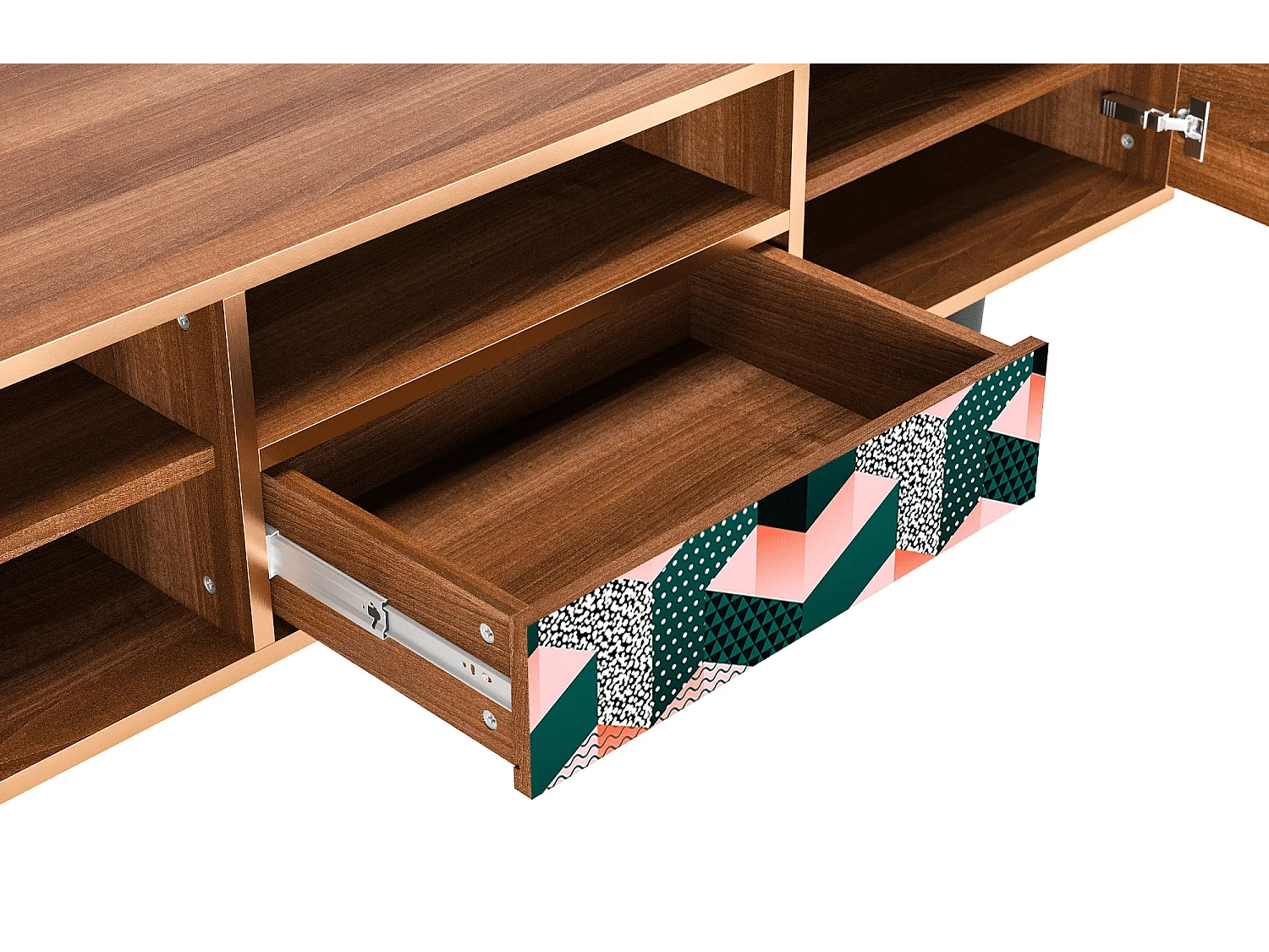 TV-Möbel - 170х59х41 cm - T6 - Geometric Madness, Walnuss