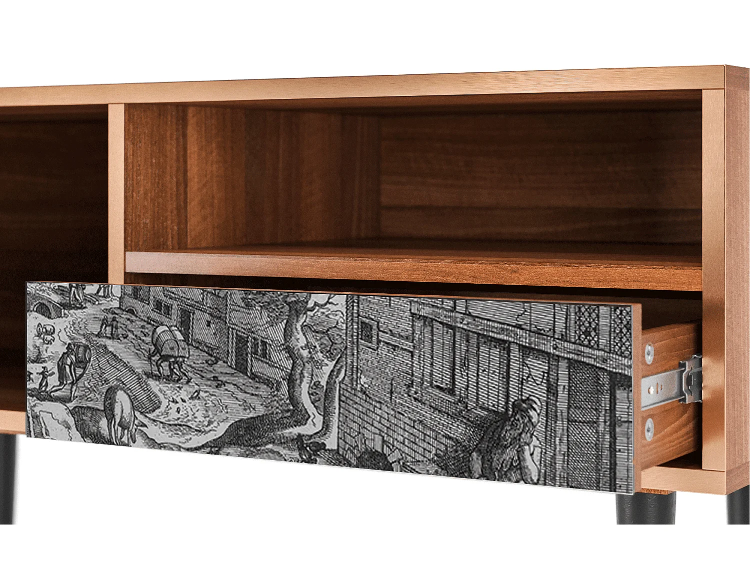 Mueble de TV - 115х59х48 cm - T3 - Bird Dropping, Nogal