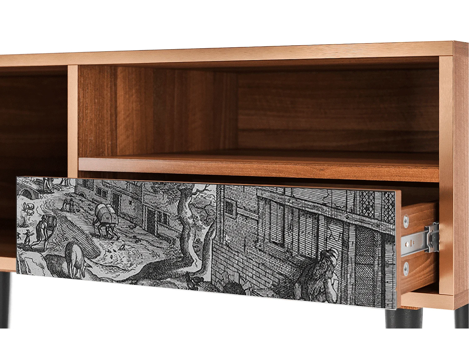 Mobile TV - 115х59х48 cm - T3 - Bird Dropping, Noce