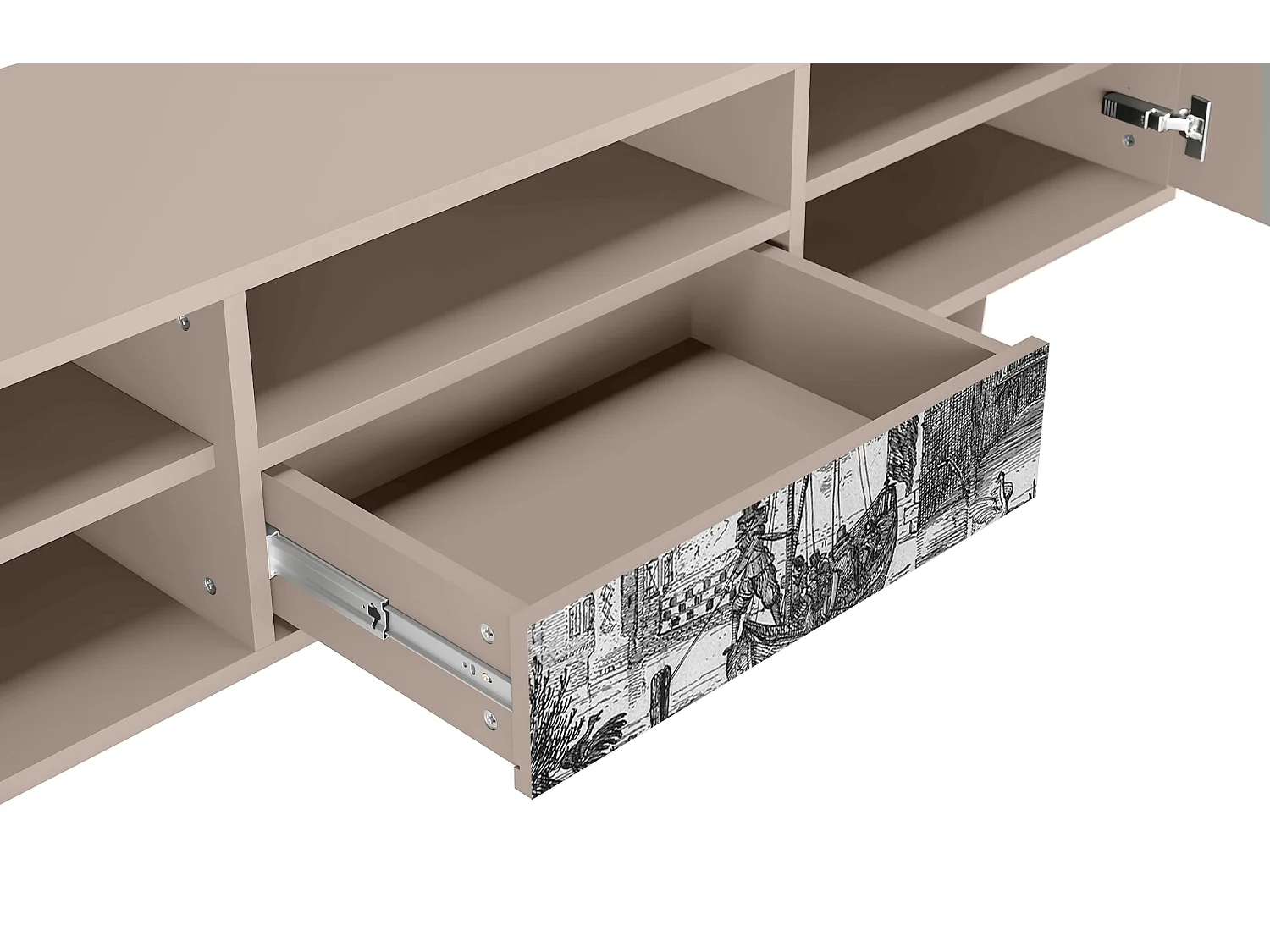 Szafka RTV - 170х59х41 cm - T6 - Castle with Bridge, Latte