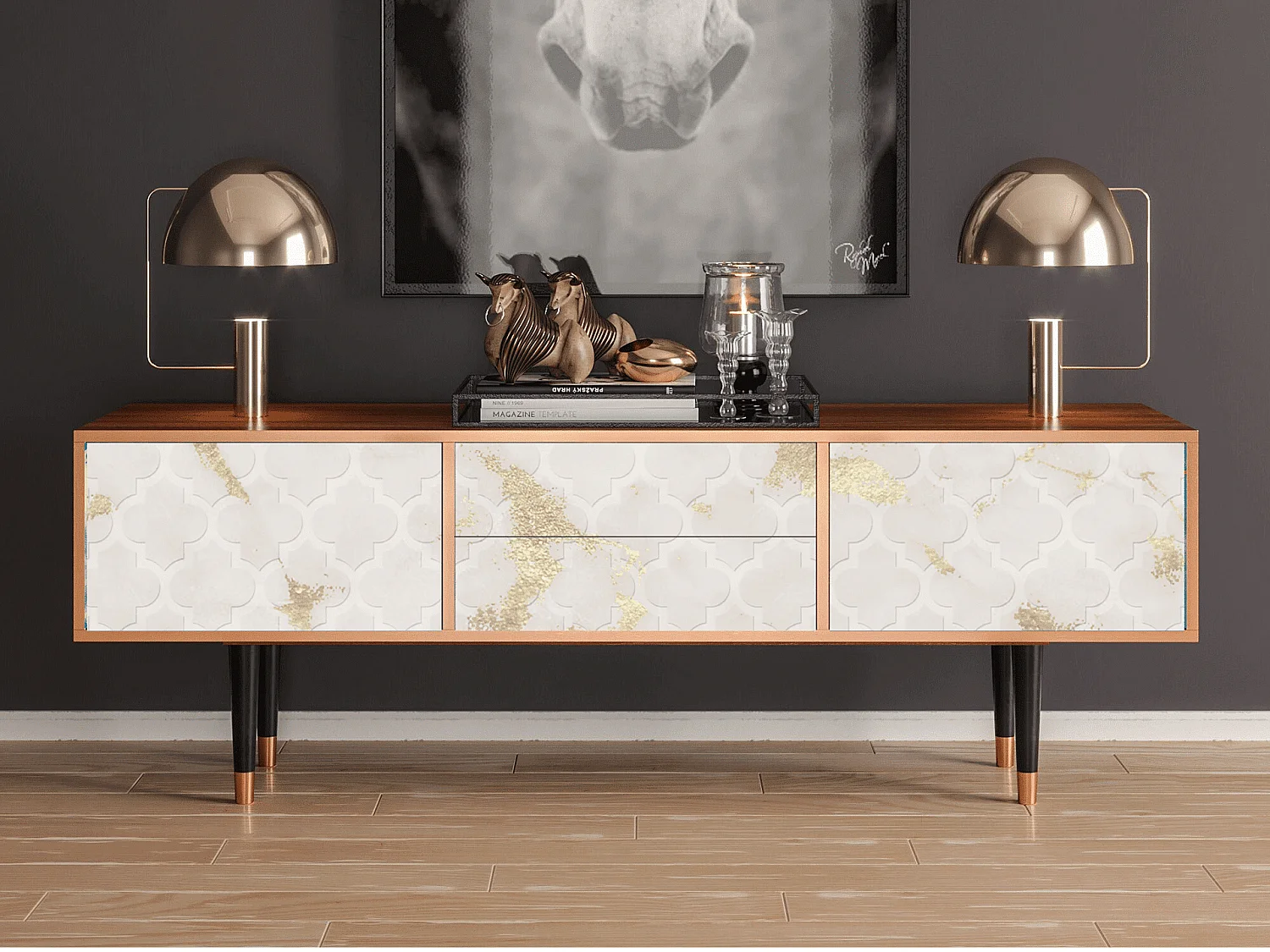 Mueble de TV - 170х59х48 cm - T4 - Sahara desert, Nogueira