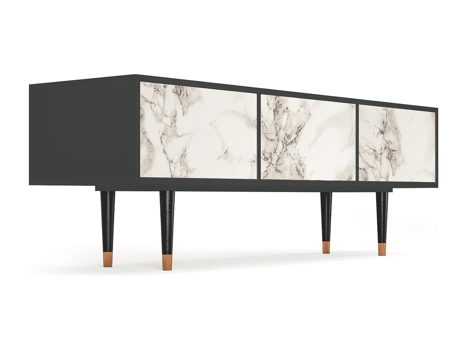 Szafka RTV - 170х59х48 cm - T4 - Milk Marble, Antracyt