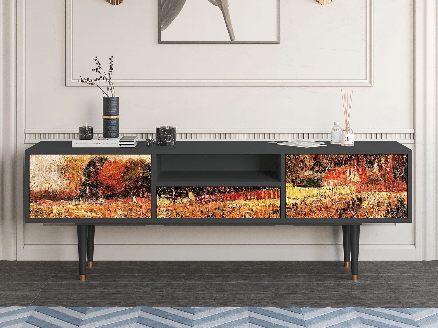 Szafka RTV - 170х59х41 cm - T6 - The Banks, Antracyt