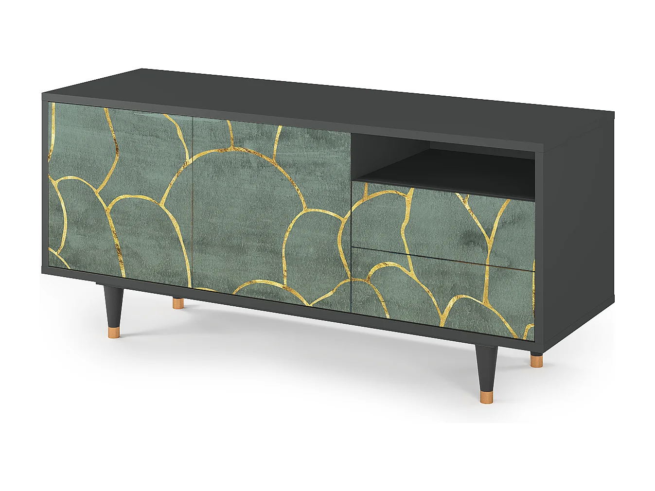 Mueble de TV - 125х56х41 cm - T7 - Magnificent Water Lily, Antracite