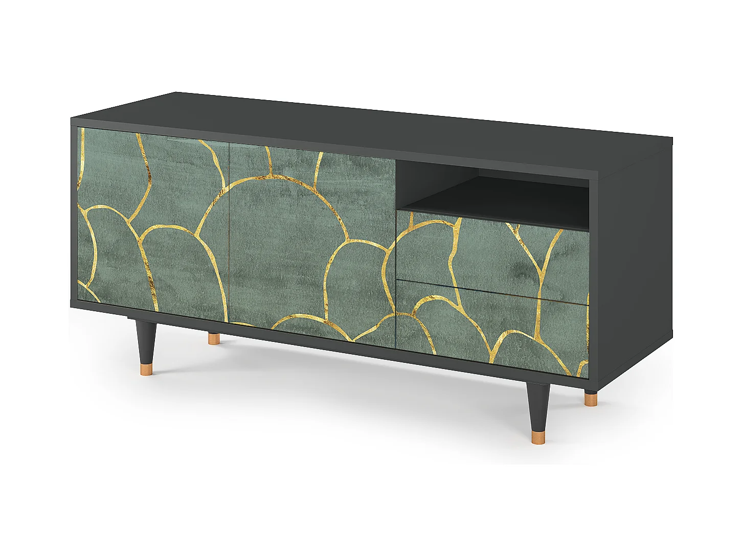 TV-meubel - 125х56х41 cm - T7 - Magnificent Water Lily, Antraciet