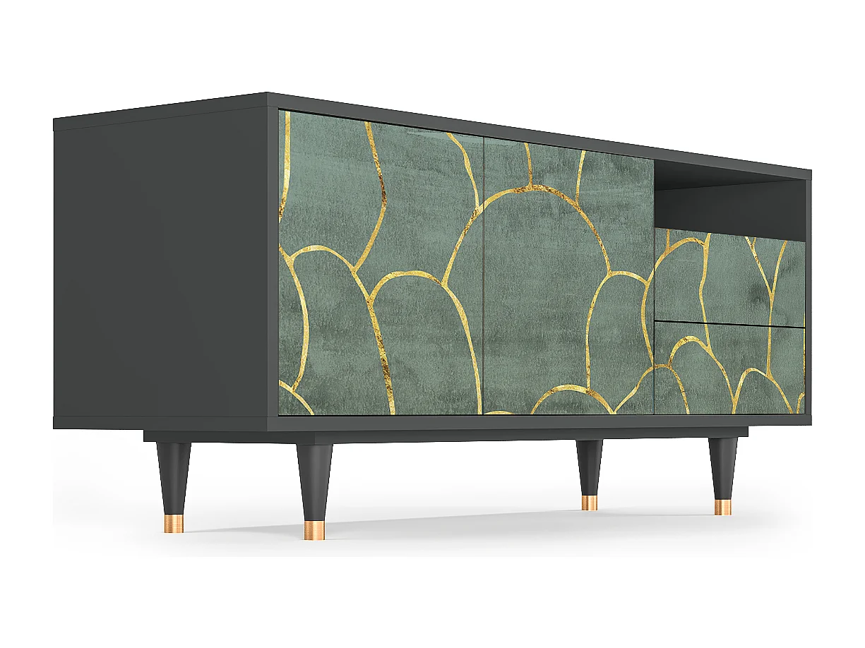 Meuble TV - 125х56х41 cm - T7 - Magnificent Water Lily, Anthracite