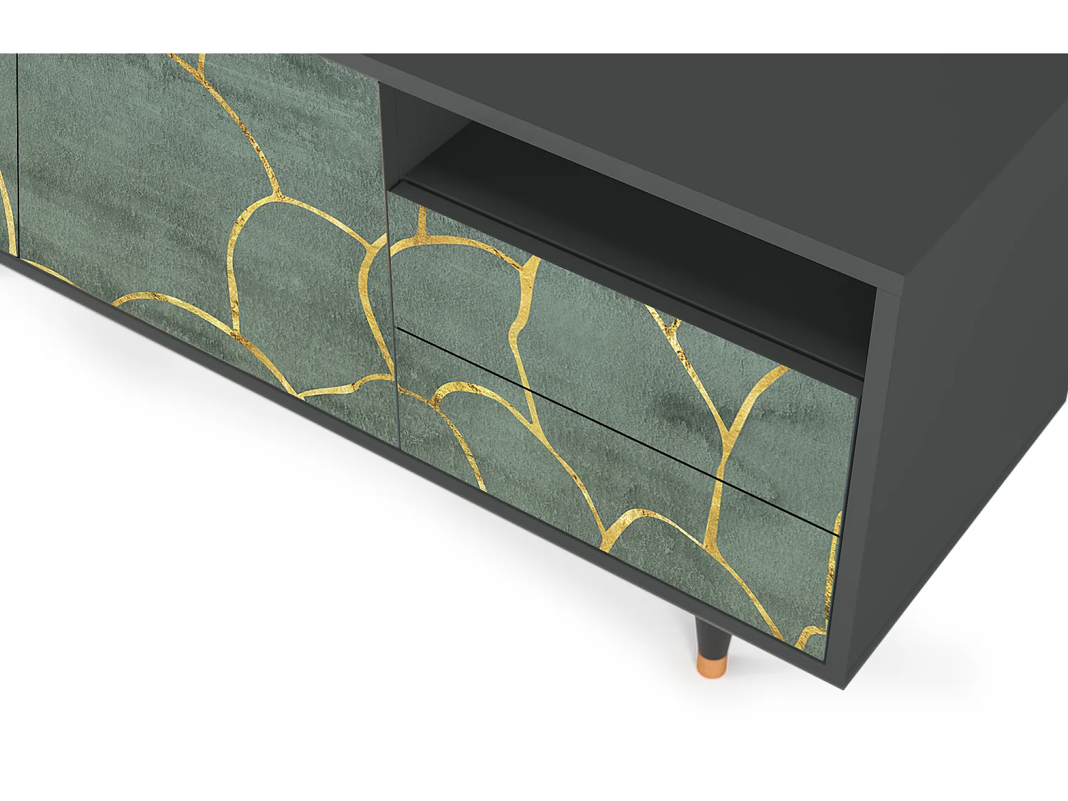 Meuble TV - 125х56х41 cm - T7 - Magnificent Water Lily, Anthracite