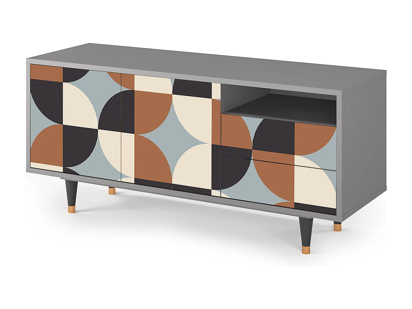 Mueble de TV - 125х56х41 cm - T7 - Brown Sensation, Gris