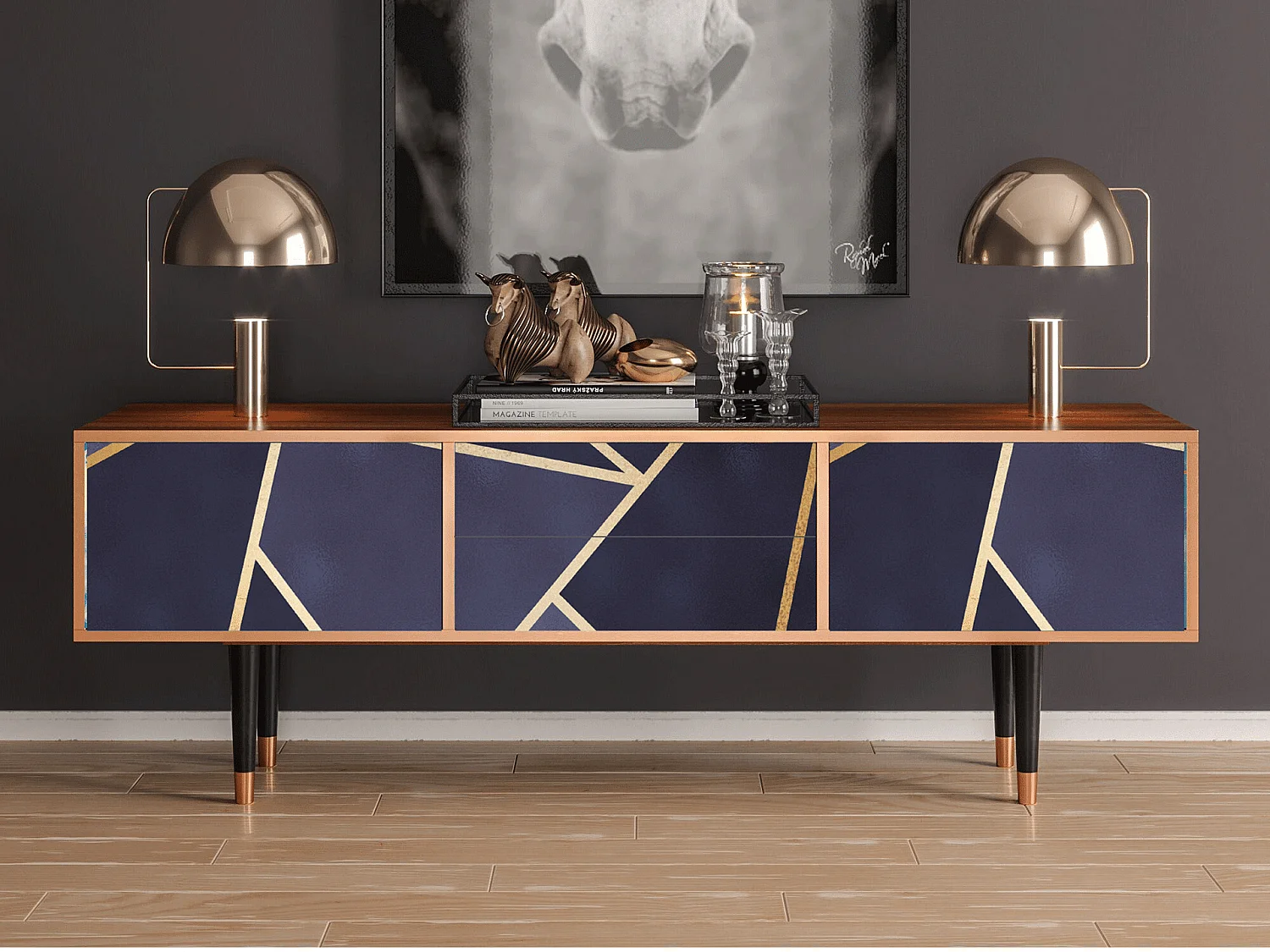 TV-meubel - 170х59х48 cm - T4 - The Amethyst, Walnoot