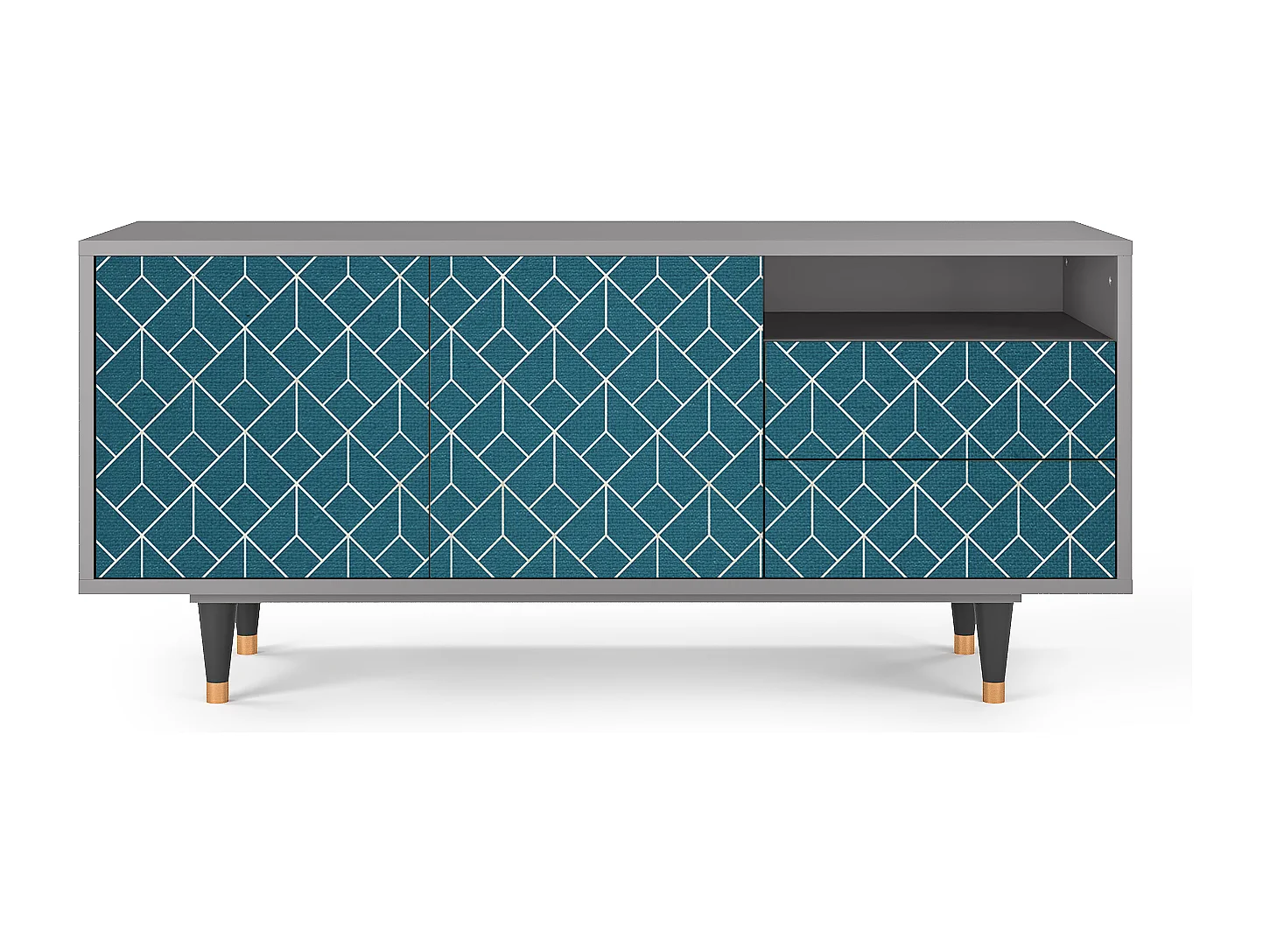 TV-meubel - 125х56х41 cm - T7 - Turquoise Geometry, Grijs