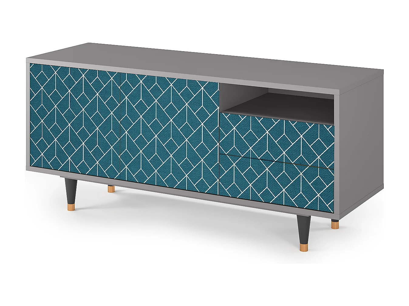 TV-meubel - 125х56х41 cm - T7 - Turquoise Geometry, Grijs
