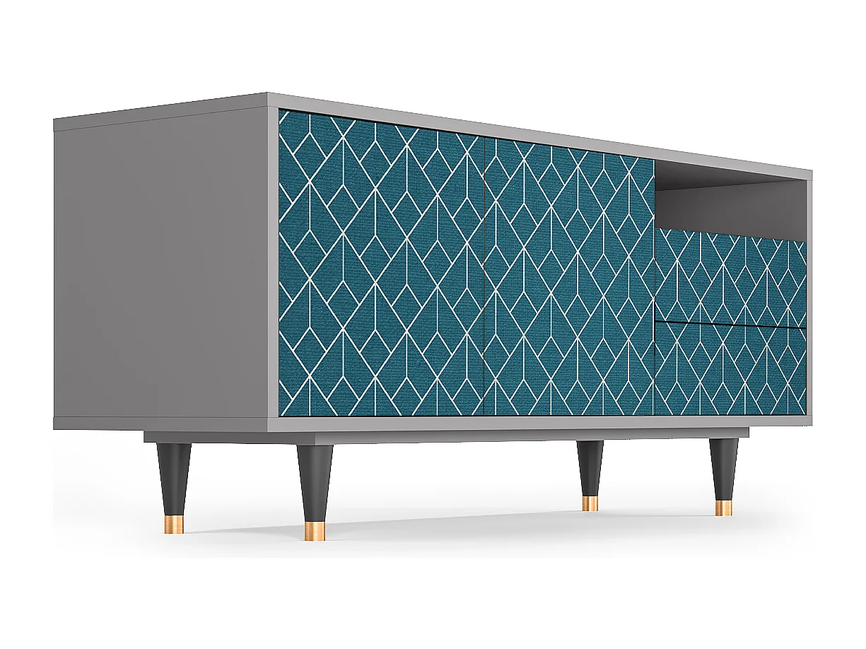 TV-meubel - 125х56х41 cm - T7 - Turquoise Geometry, Grijs