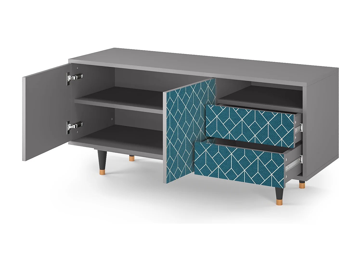 TV-meubel - 125х56х41 cm - T7 - Turquoise Geometry, Grijs