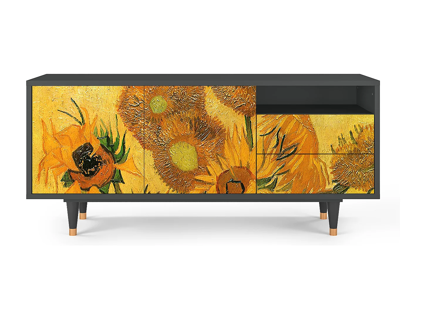 Mueble de TV - 125х56х41 cm - T7 - Sunflowers, Antracite
