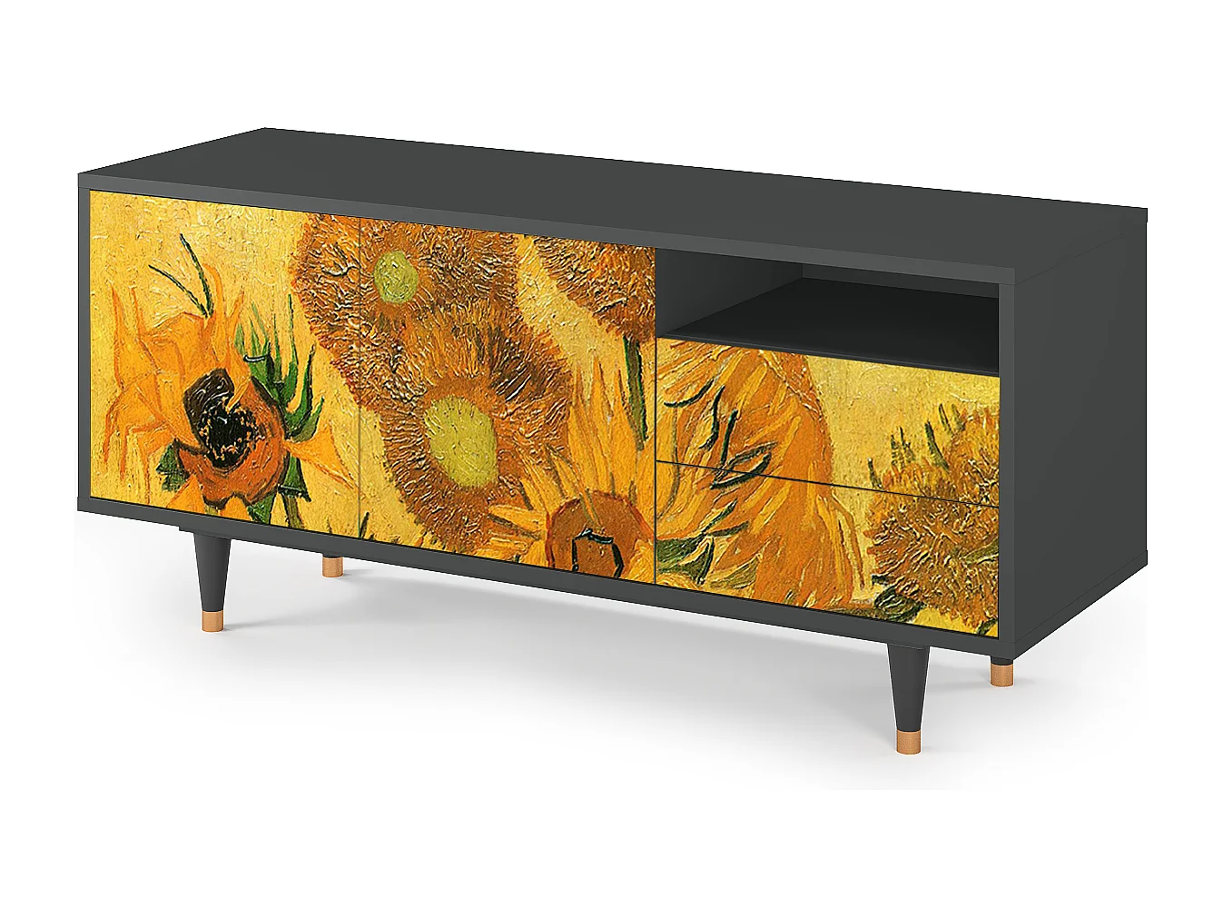 Mueble de TV - 125х56х41 cm - T7 - Sunflowers, Antracite