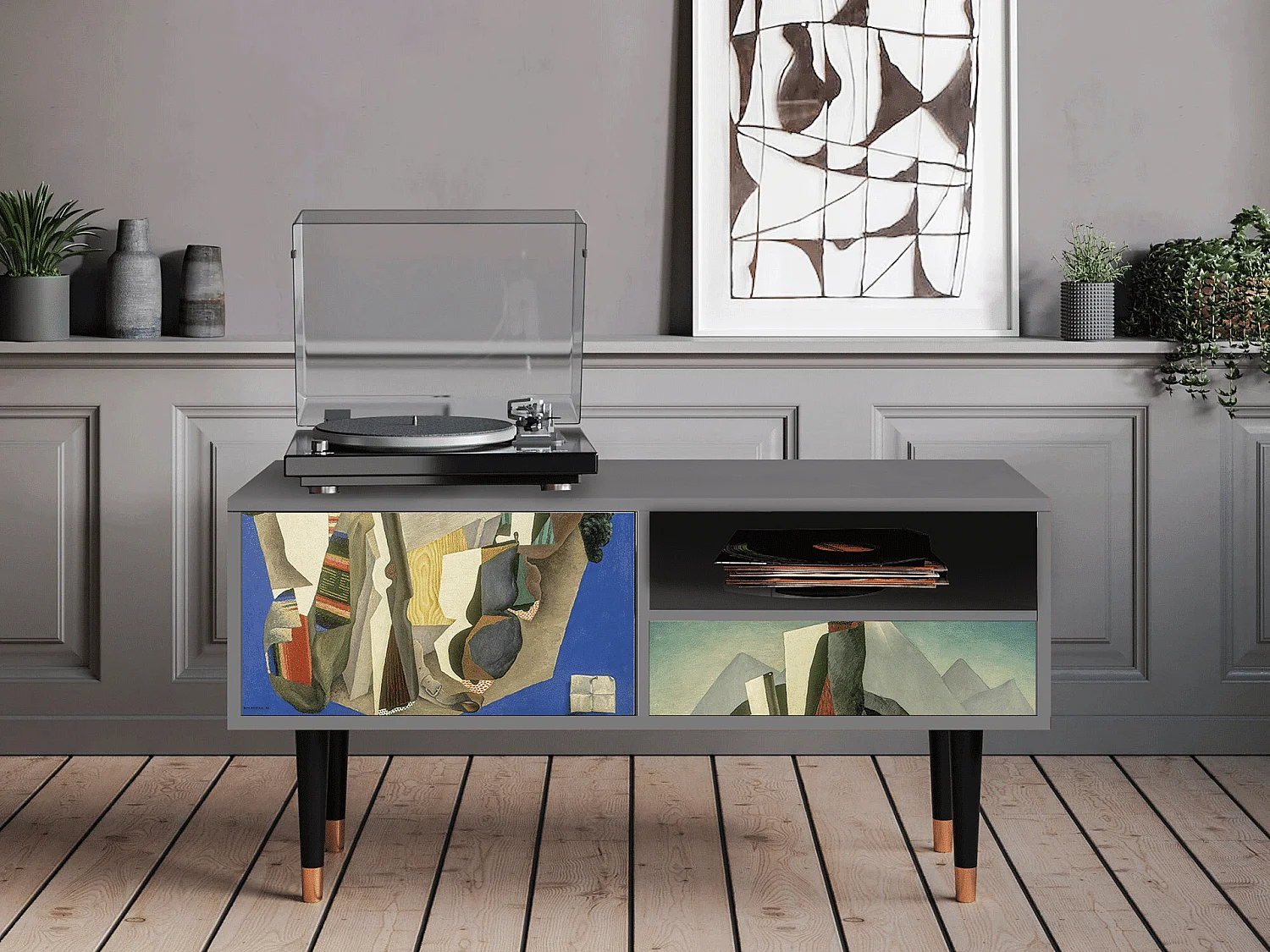 TV-Möbel - 115х59х48 cm - T3 - The Cubist Paintings , Grau