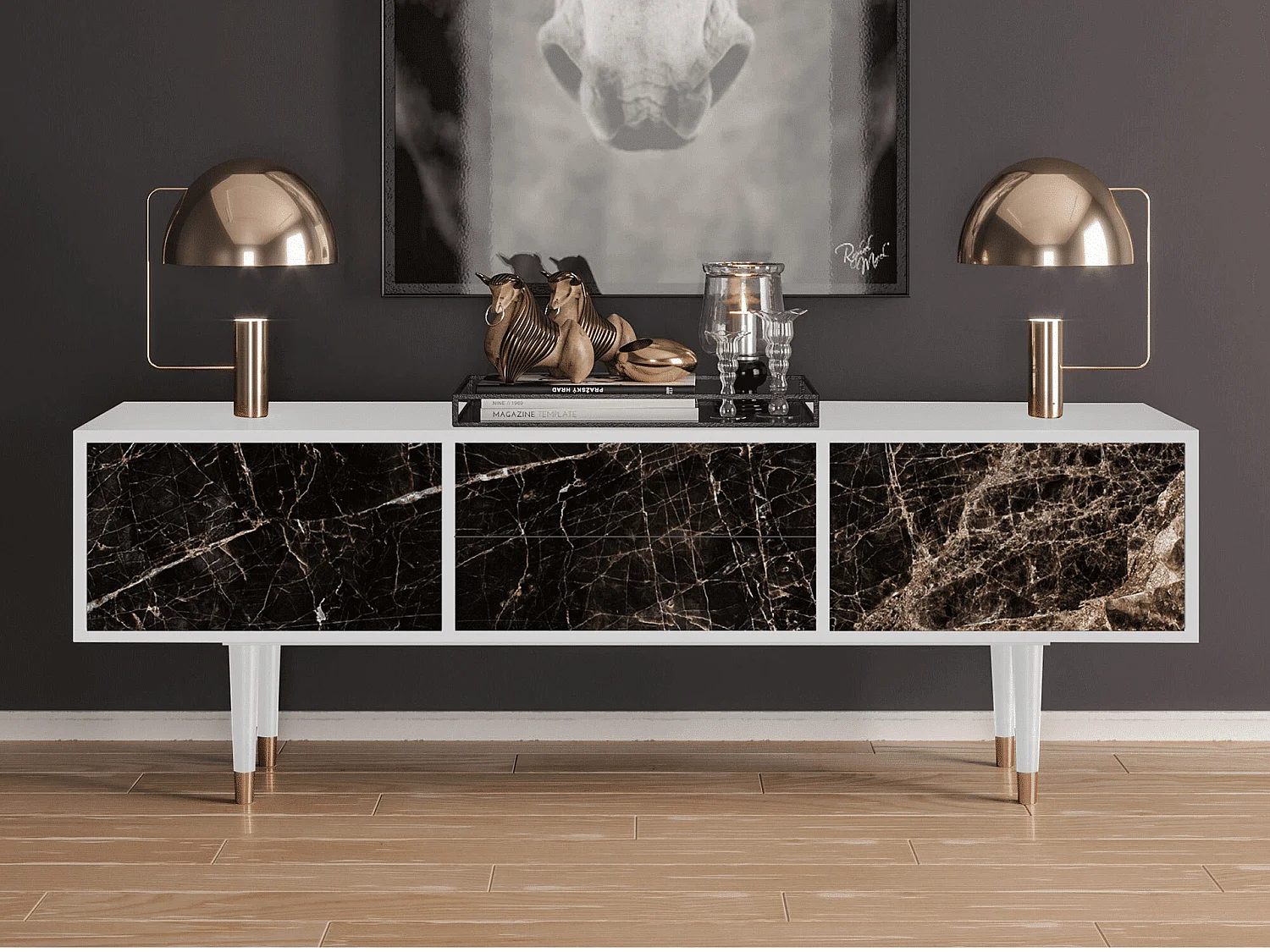 TV-meubel - 170х59х48 cm - T4 - Night Abyss, Wit