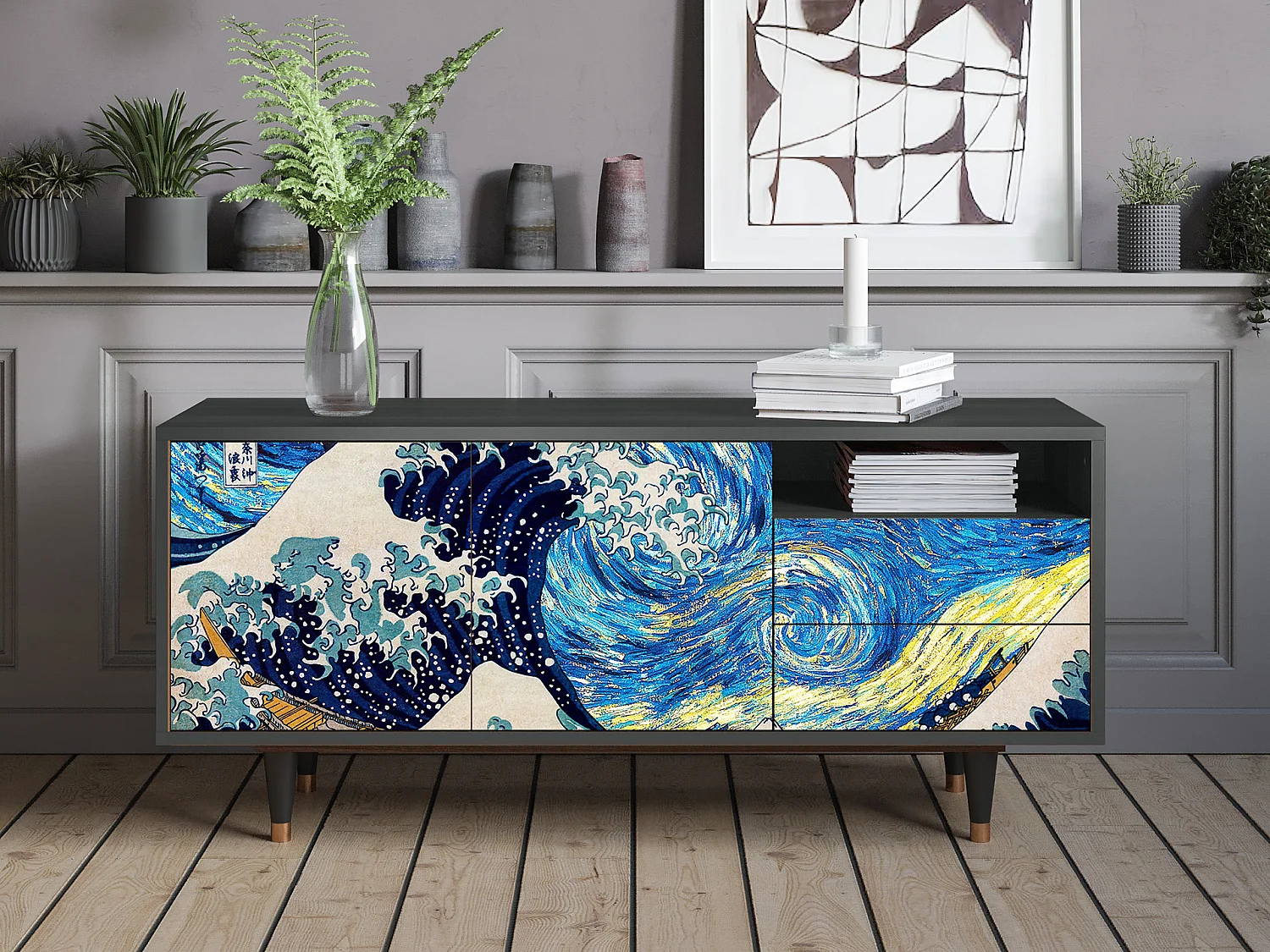 Meuble TV - 125х56х41 cm - T7 - Great Wave, Anthracite