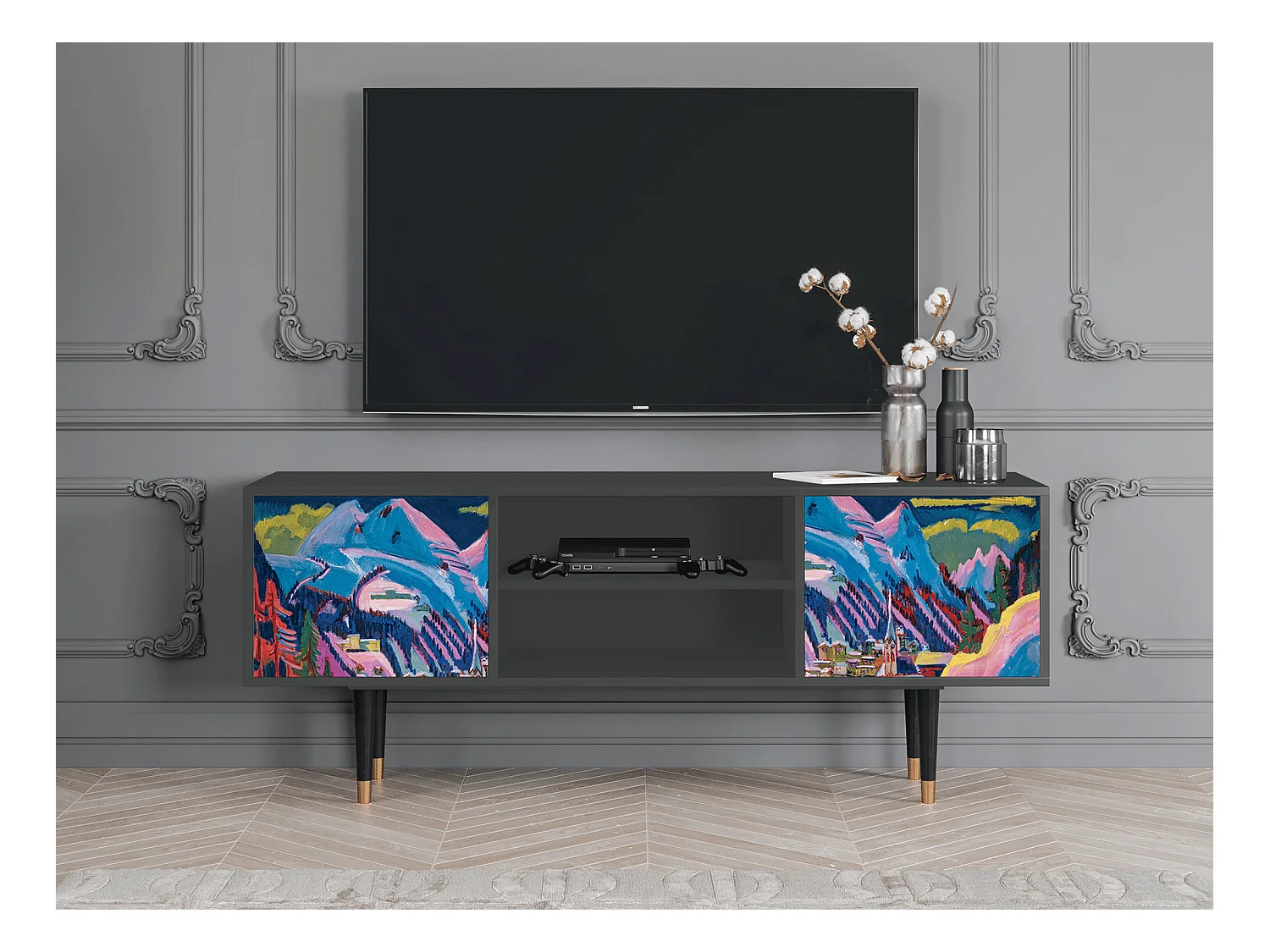Mobile TV - 170х69х48 cm - T2 - Davos Winter, Antracite