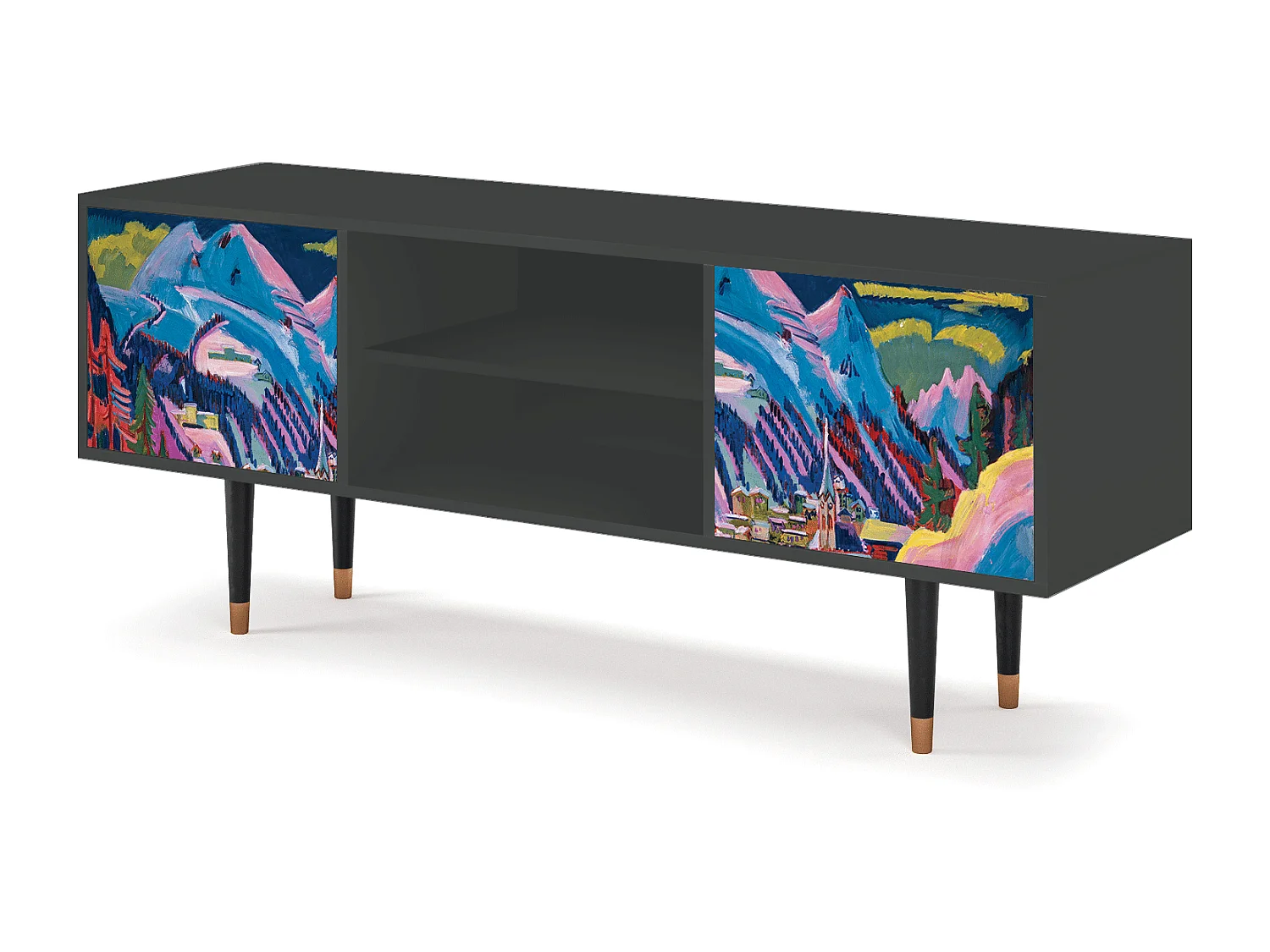 Szafka RTV - 170х69х48 cm - T2 - Davos Winter, Antracyt