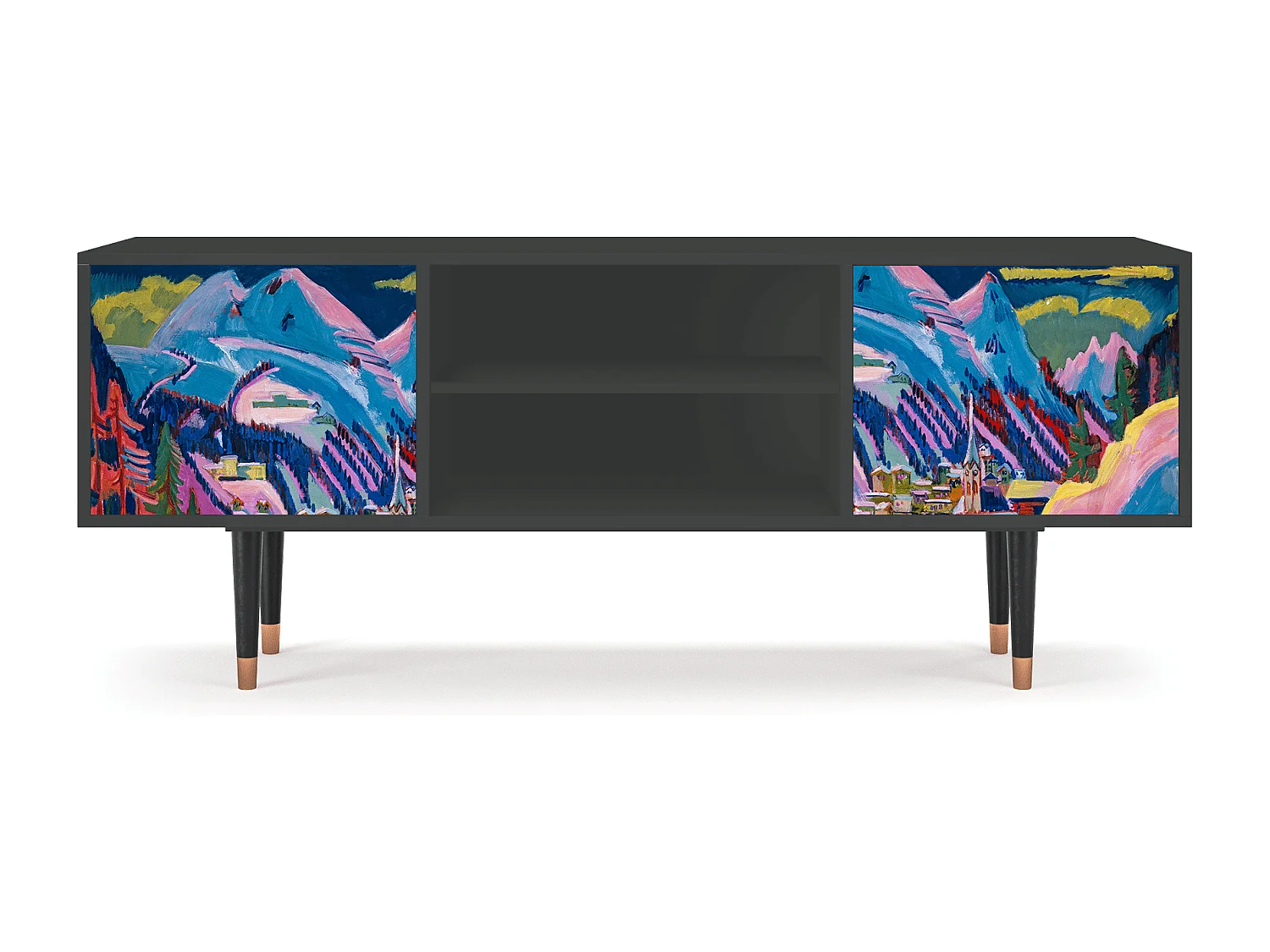 Meuble TV - 170х69х48 cm - T2 - Davos Winter, Anthracite