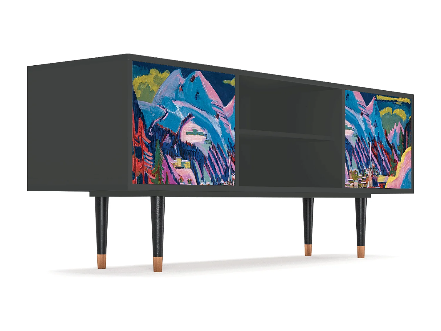 Meuble TV - 170х69х48 cm - T2 - Davos Winter, Anthracite