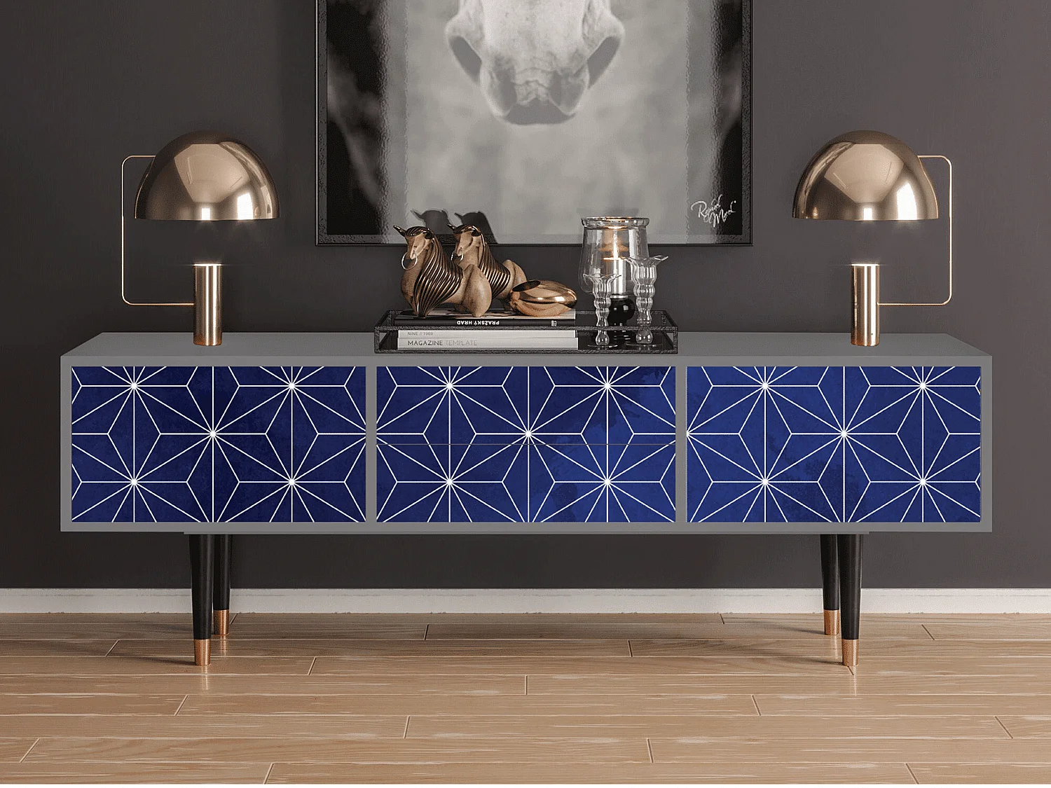 Szafka RTV - 170х59х48 cm - T4 - Milky Way, Szary