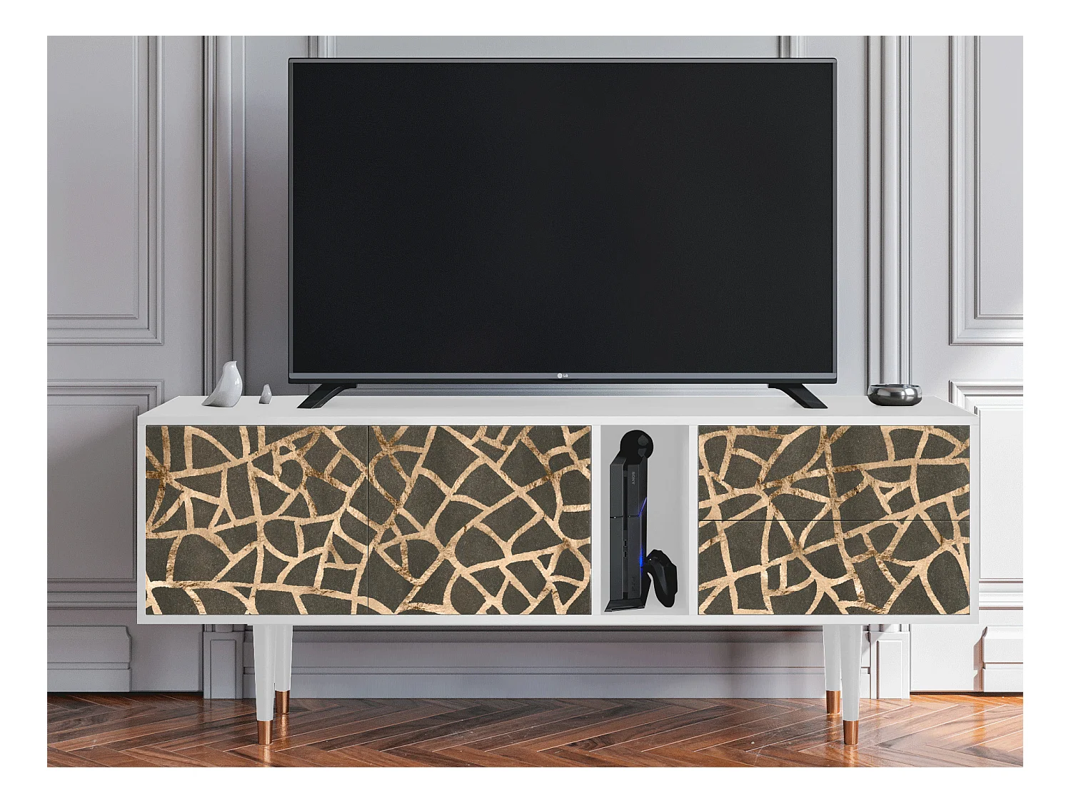 Mobile TV - 170х69х48 cm - T1 - Enlarged Leaf, Bianco