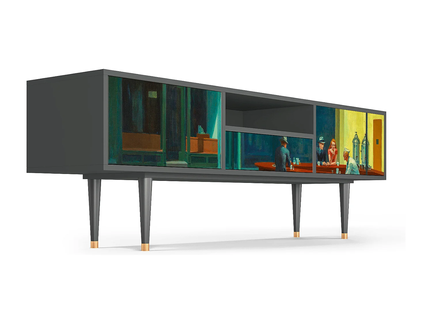 Mueble de TV - 170х59х41 cm - T6 - Nighthawks by Hopper, Antracite