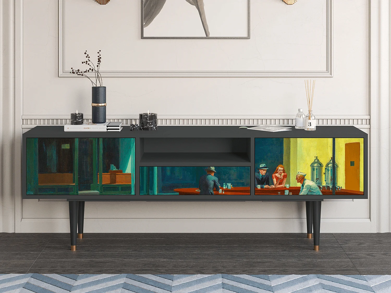 TV-meubel - 170х59х41 cm - T6 - Nighthawks by Hopper, Antraciet