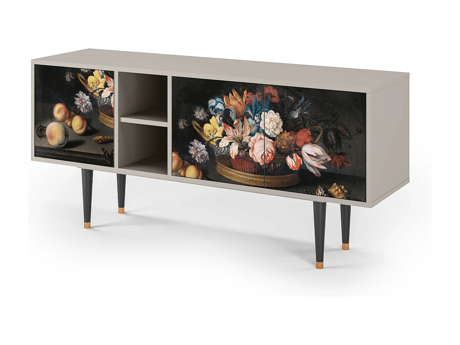 Meuble TV - 150х69х41 cm - T5 - Still Life with Flowers, Sable