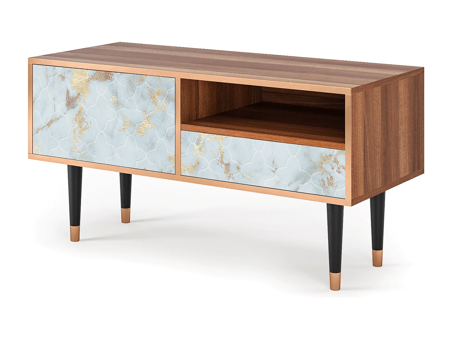 Meuble TV - 115х59х48 cm - T3 - Golden Waves, Noyer