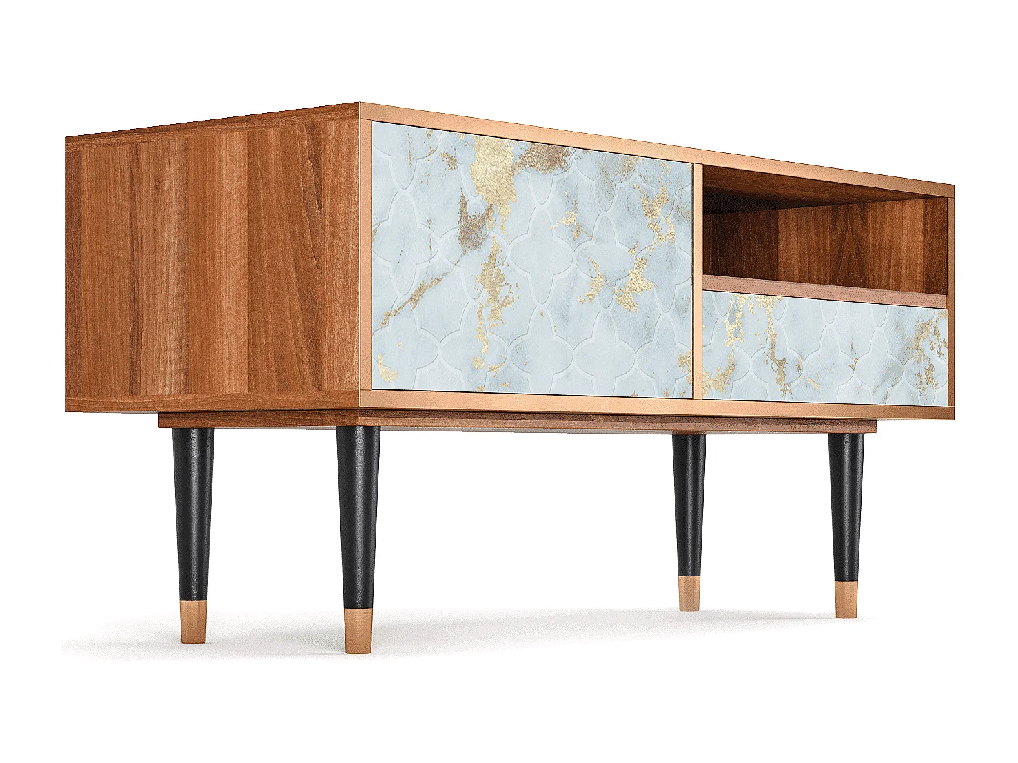 Meuble TV - 115х59х48 cm - T3 - Golden Waves, Noyer