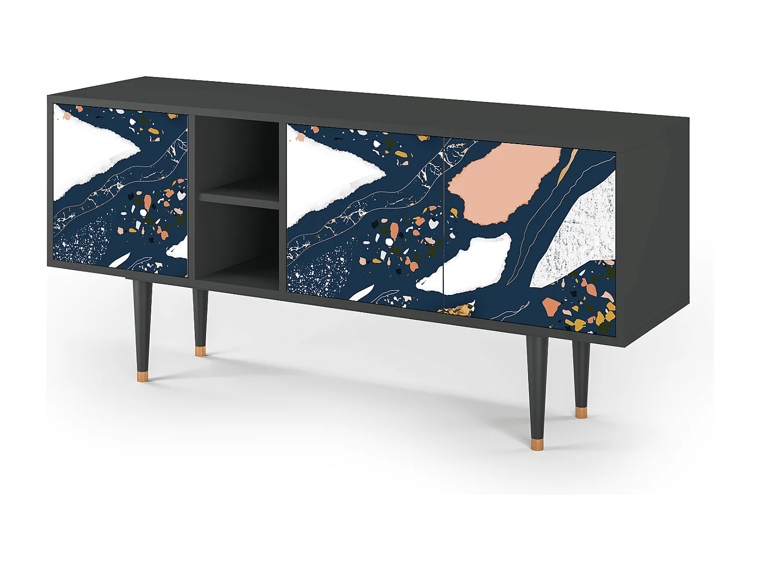 Szafka RTV - 150х69х41 cm - T5 - Nude Iceberg, Antracyt