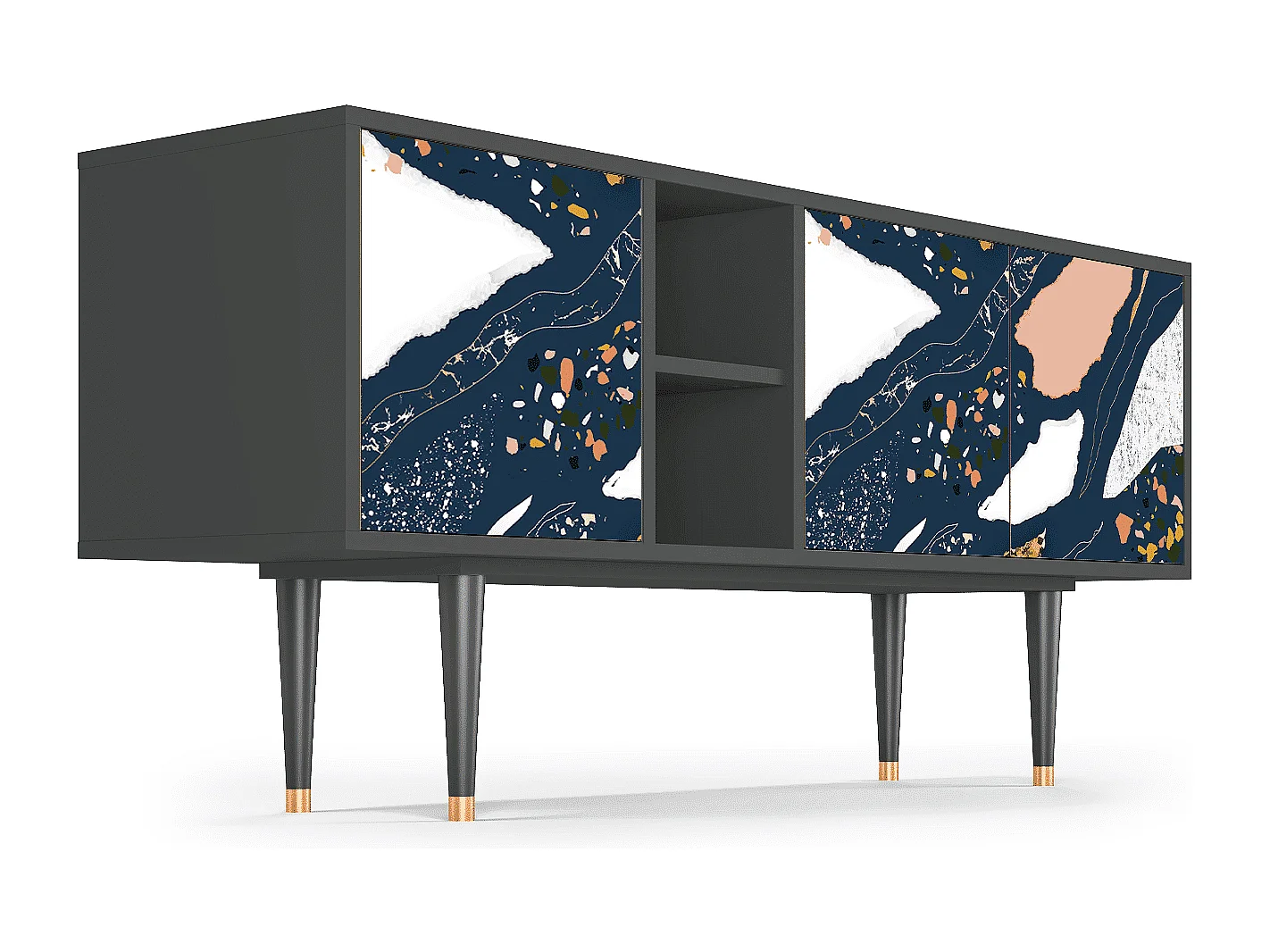 Szafka RTV - 150х69х41 cm - T5 - Nude Iceberg, Antracyt