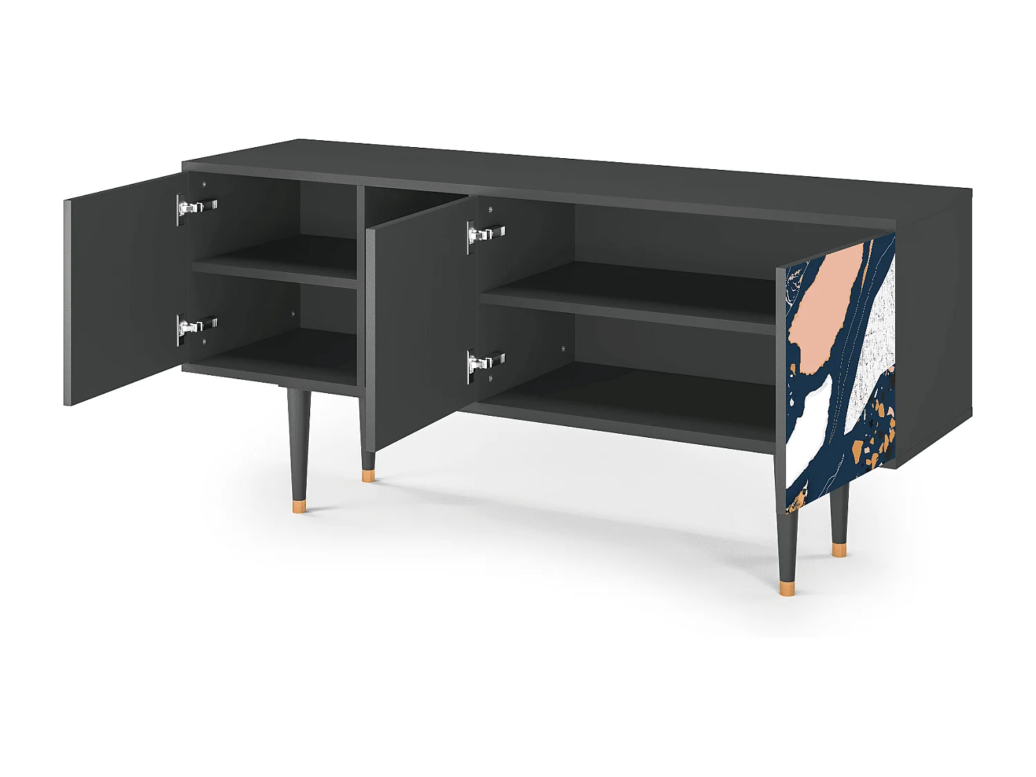 Szafka RTV - 150х69х41 cm - T5 - Nude Iceberg, Antracyt