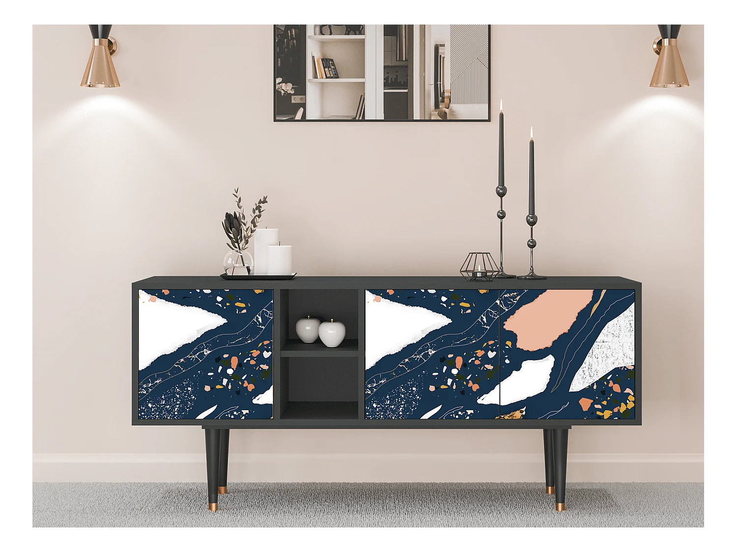 Meuble TV - 150х69х41 cm - T5 - Nude Iceberg, Anthracite