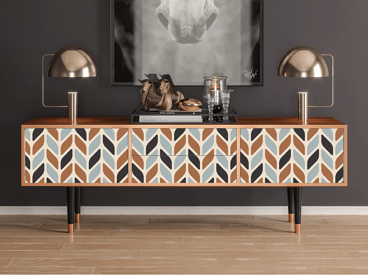 Szafka RTV - 170х59х48 cm - T4 - Beige Laure, Orzech